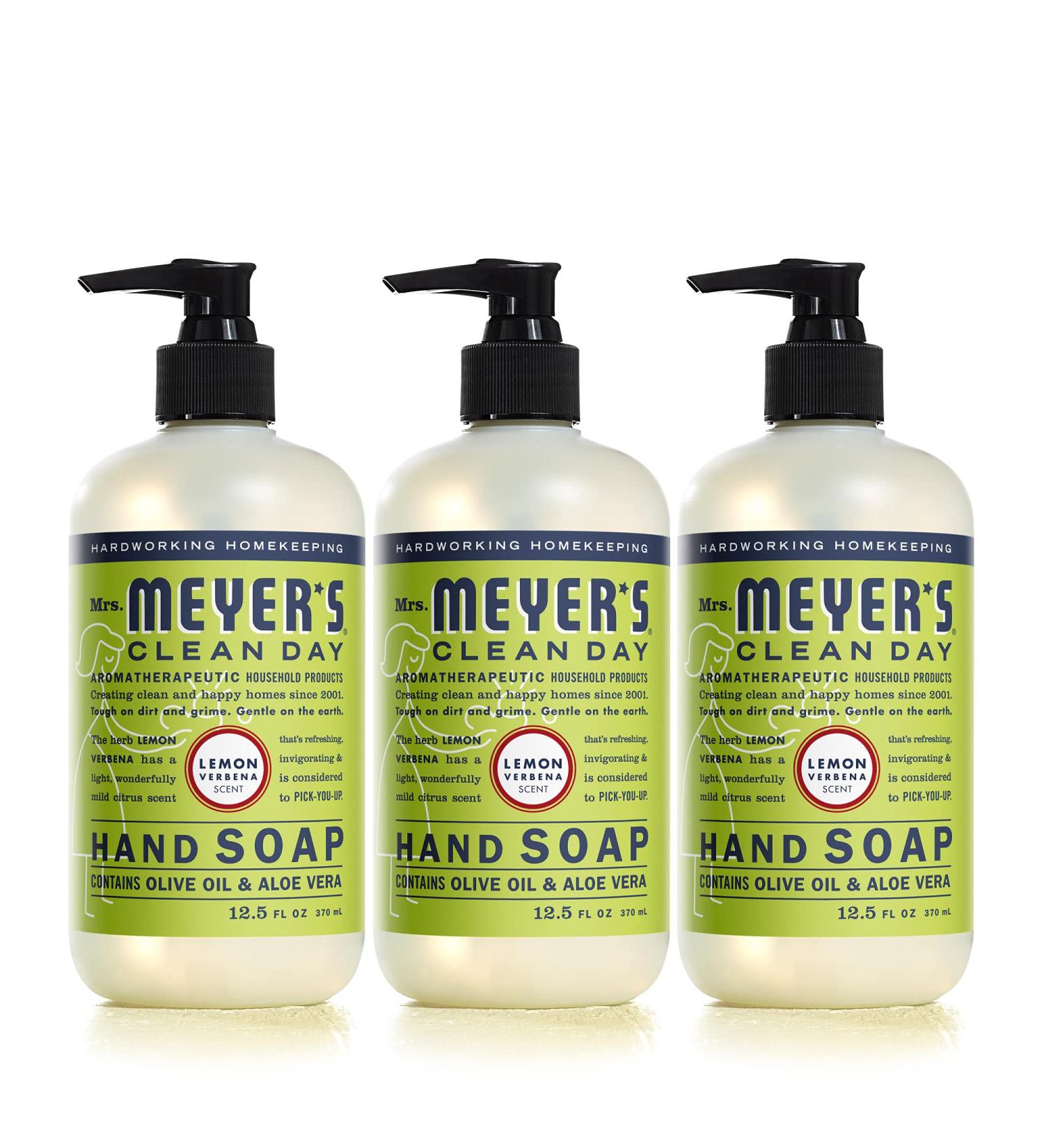 Mrs. Meyer's Lemon Verbena Hand Soap - 12.5 fl. oz (Pack of 3) | Essential Oils, Biodegradable Formula - Buy Online on GoSupps.com