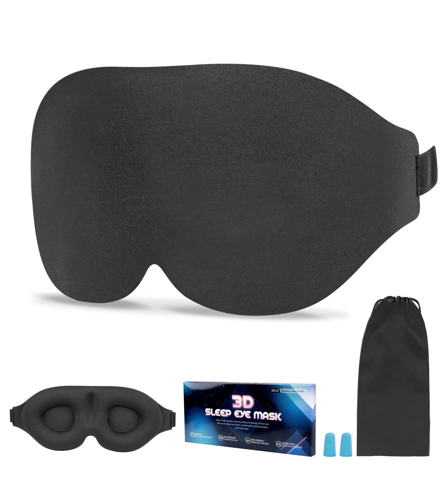 Luxury 3D Sleep Eye Mask for Side Sleepers | 100% Light Blocking | Zero Eye Pressure | Soft & Breathable | Perfect for Yoga Naps & Travel - Black - Buy Online on GoSupps.com