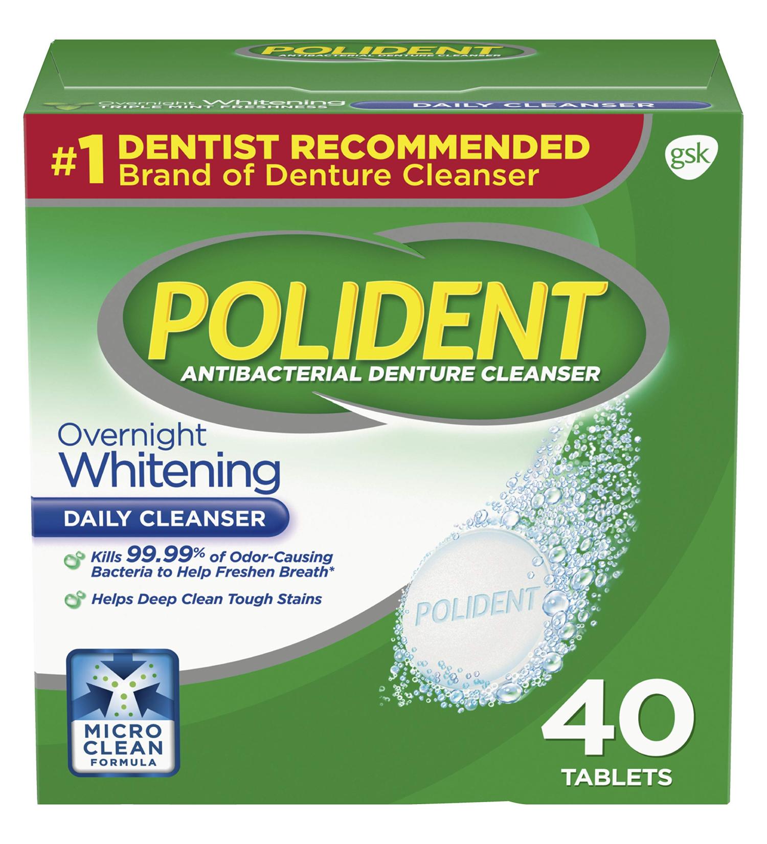 Polident Overnight Whitening Dent Cl Tab 10X4