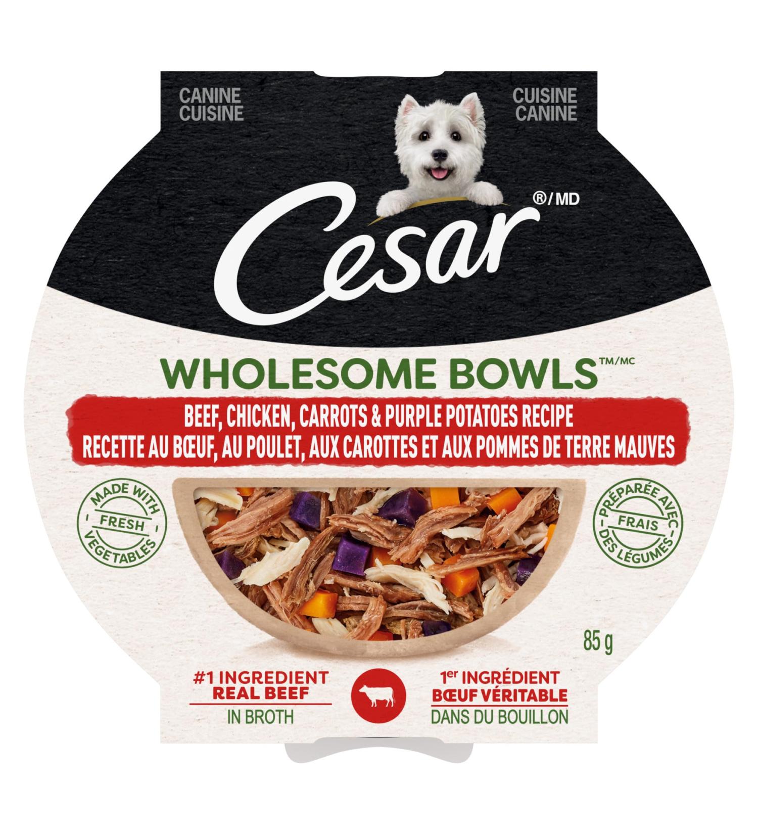Cesar Wholesome Bowls Adult Wet Dog Food Beef Chicken Carrots & Purple Potato 85g Pack of 10 Beef & Chicken 85 g (Pack of 10) - Buy Online on GoSupps.com