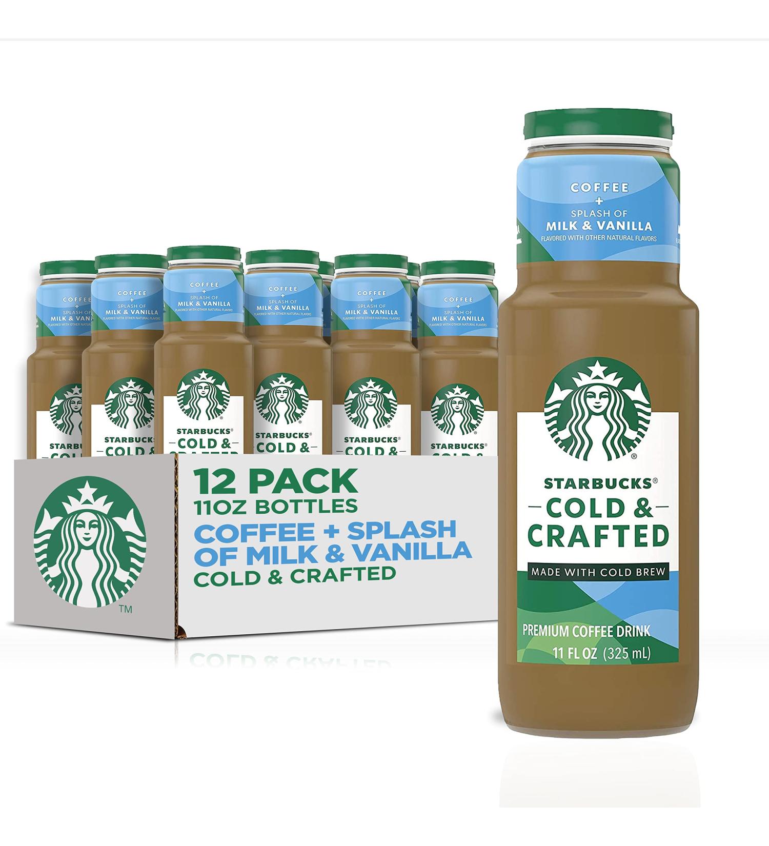 Starbucks Cold & Crafted Coffee 11oz Bottles (12 Pack) - Splash of Milk + Vanilla - Buy Online on GoSupps.com