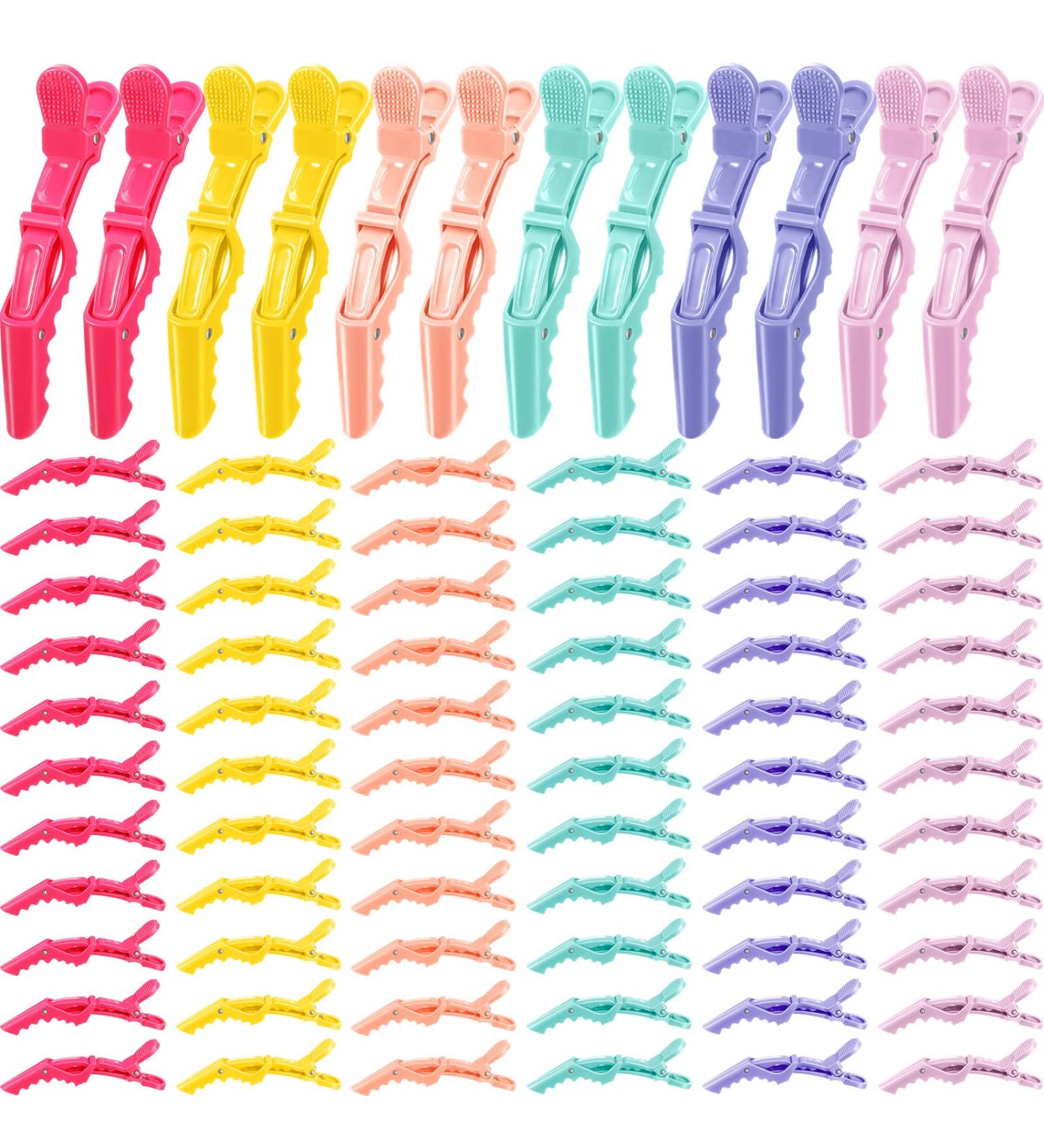 100 Pcs Alligator Sectioning Hair Clips - Non Slip Styling Clips for Women with Wide Teeth - Colorful Salon Clips for Hair Cutting (6 Colors) - Buy Online on GoSupps.com
