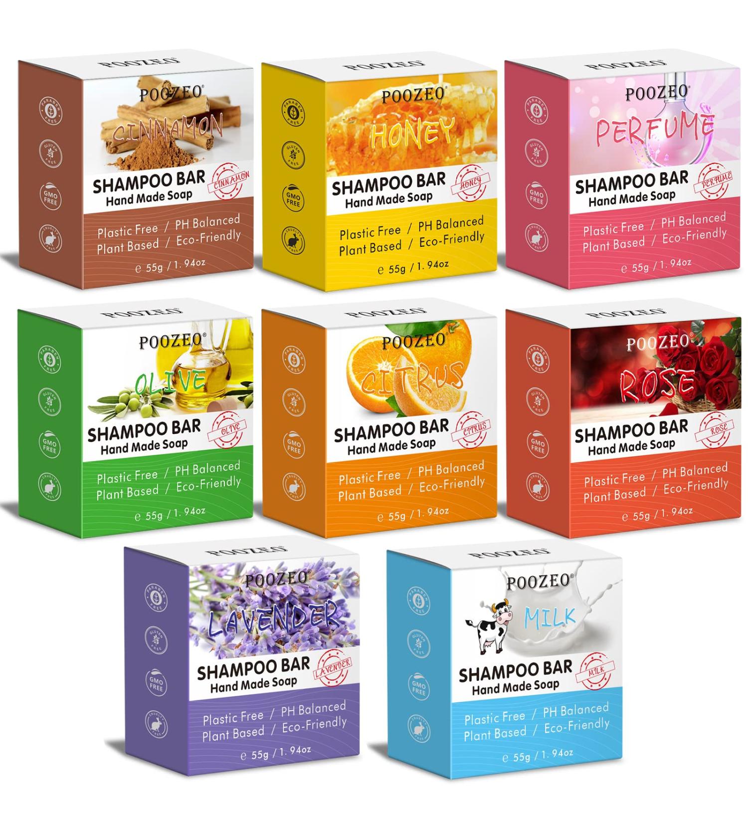 8 Pack Natural Shampoo Bar Gift Set- Plant Essence Oil for Hair Loss & Healthy Growth - Solid Shampoo Soap for Dry Damaged Hair - Travel Size Bulk Gift Set - Buy Online on GoSupps.com