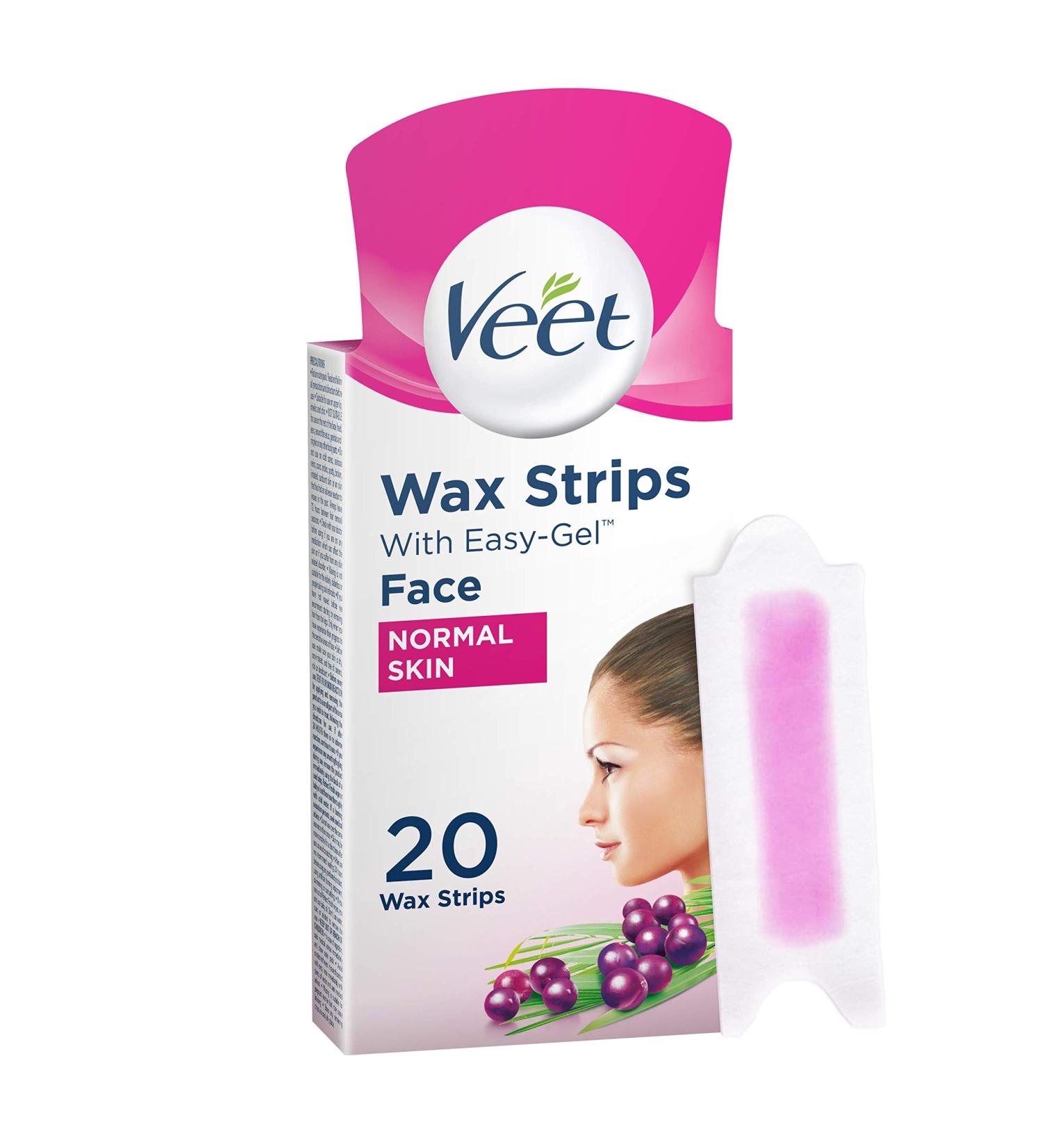 Veet Face Precision Wax Strips with Shea Butter & Berry Fragrance - 20 Strips - Buy Online on GoSupps.com