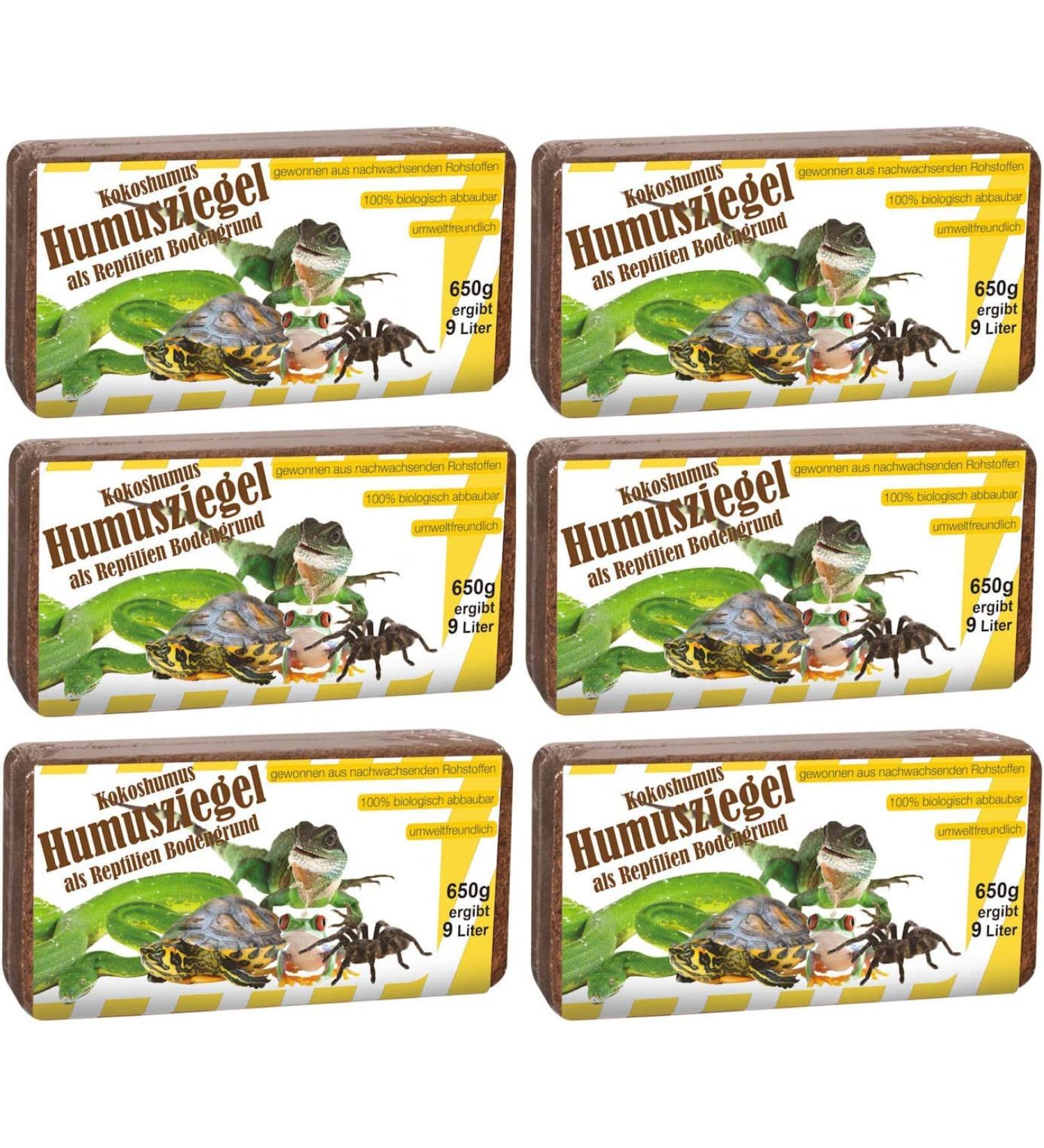 Humus Brick - 50L Coconut Litter for Reptiles | Eco-Friendly Terrarium Substrate & Litter for Turtles | 6 x 650g Packs - Buy Online on GoSupps.com