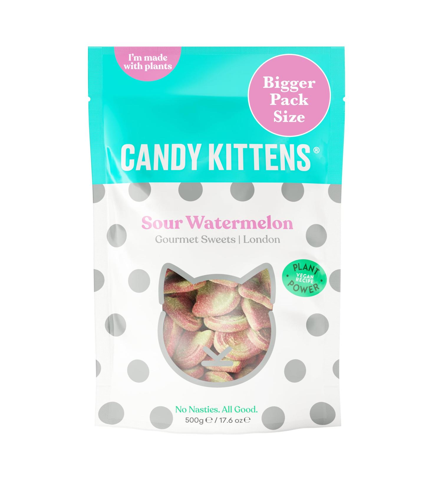 Vegan Sweets CANDY KITTENS SOUR WATERMELON Packed With Fruit Juice & Natural Ingredients Big Flavours From Little Kittens Vegetarian Sweets - 500g Sweet Bag Sour Watermelon 500g (Pack of 1) - Buy Online on GoSupps.com