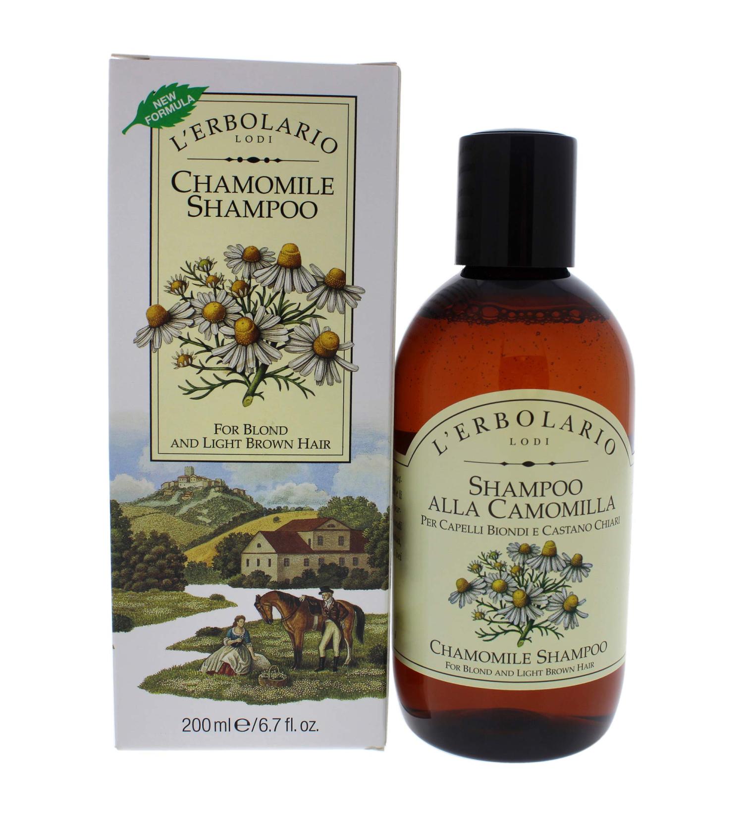 L'Erbolario Chamomile Shampoo - Herbal Extracts Emphasize Golden Highlights And Radiance - Leaves Hair Soft Bouncy And Shiny - Delicate Natural Formula - No Silicones Or Parabens - 6.7 Oz