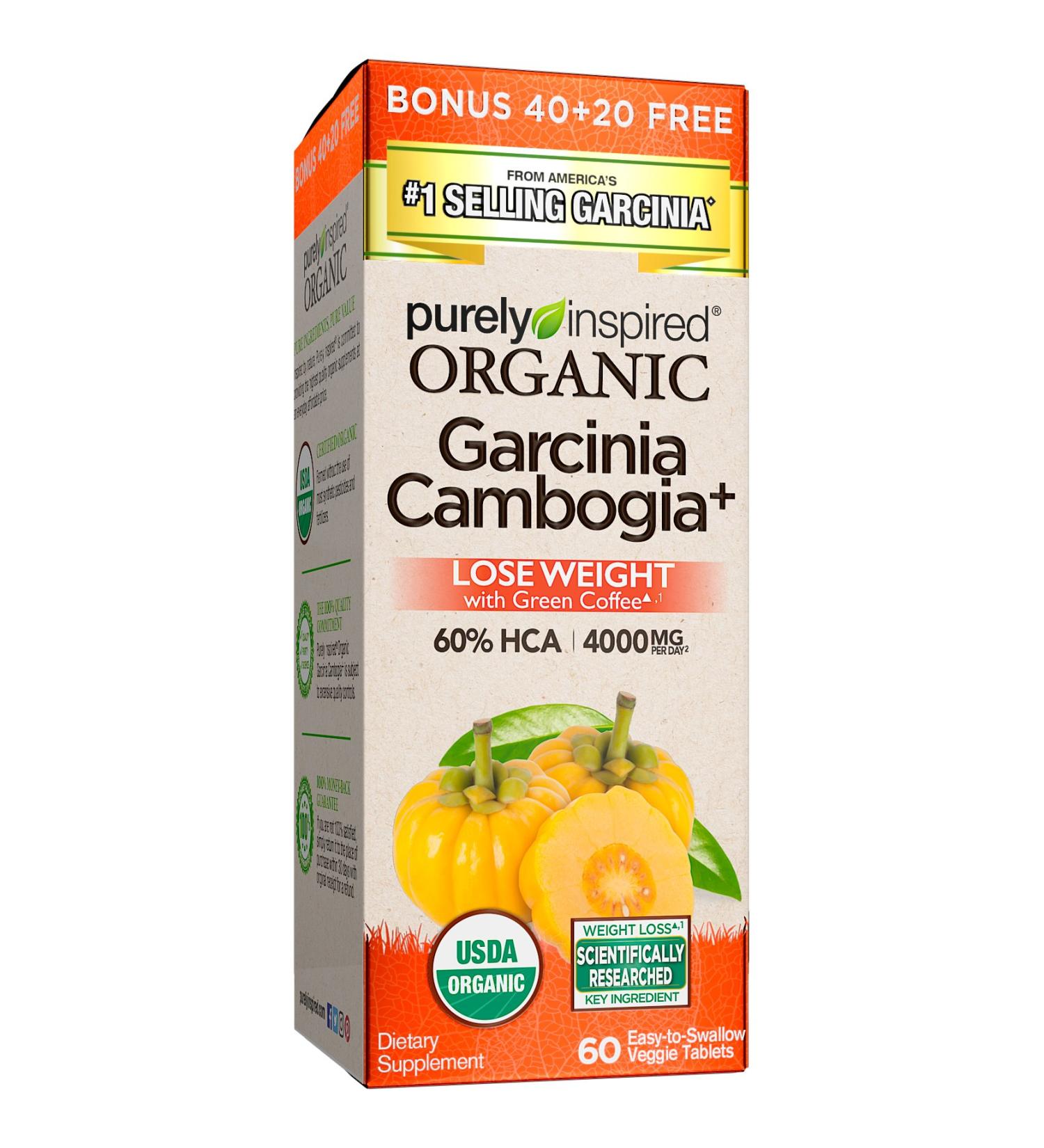 Purely Inspired Organic Garcinia Cambogia - 60 Easy-Swallow Veggie Tablets for Weight Loss - Buy Online on GoSupps.com