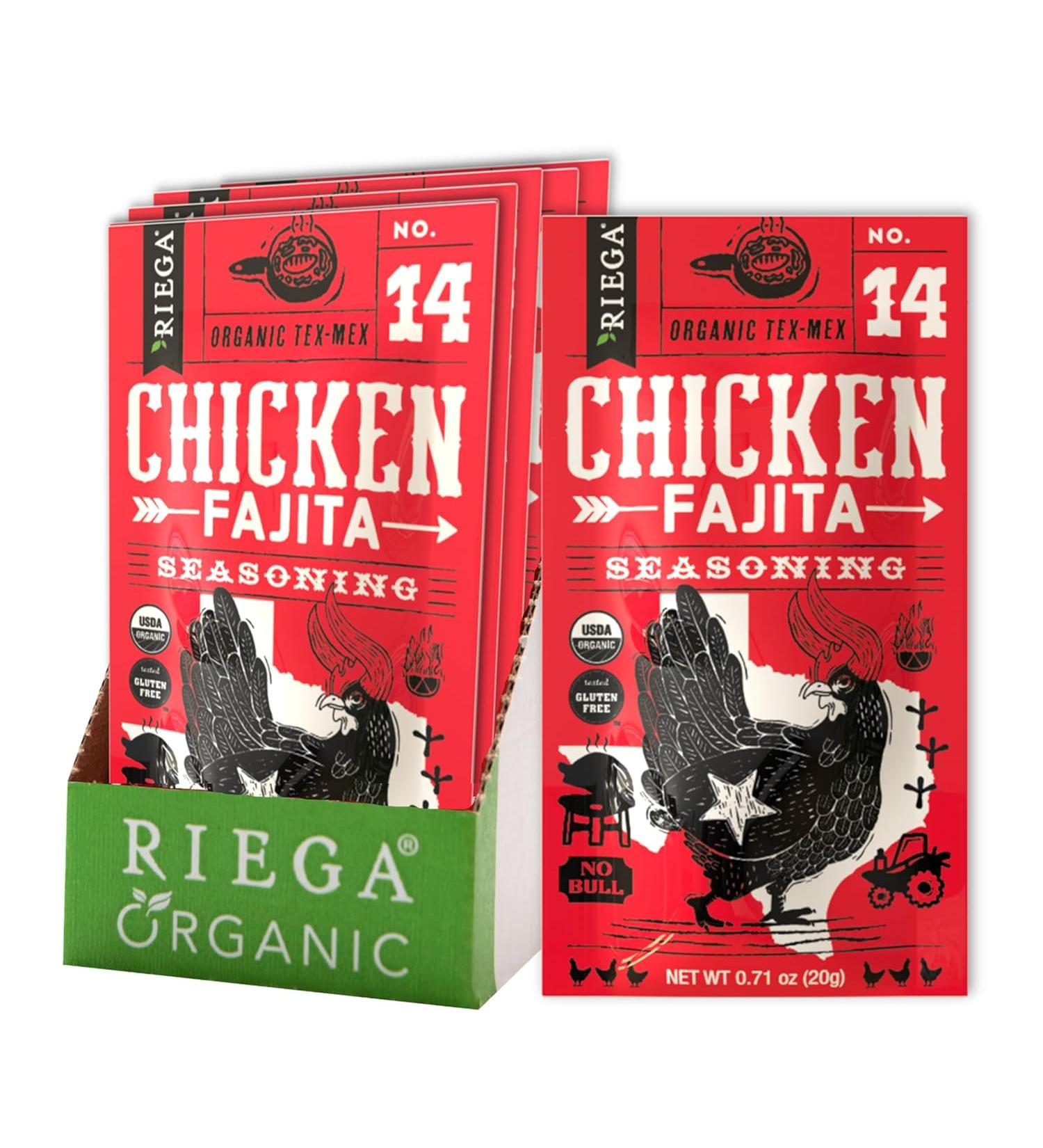 Riega Fajita Seasoning Blend Organic Tex-Mex Spice Mix for Chicken or Veggies - 0.71oz Packets - 8 Count - Buy Online on GoSupps.com