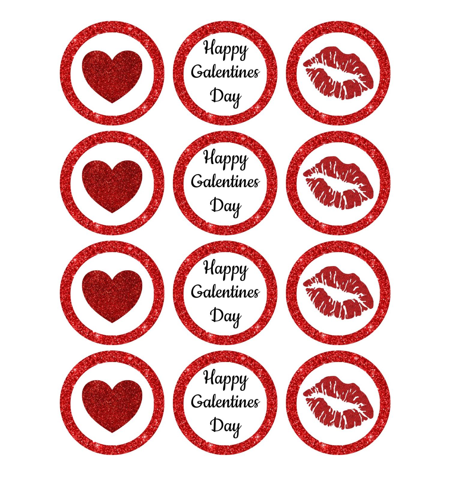 12 x 6cm Galentines Day edible cocktail drink toppers uncut -6