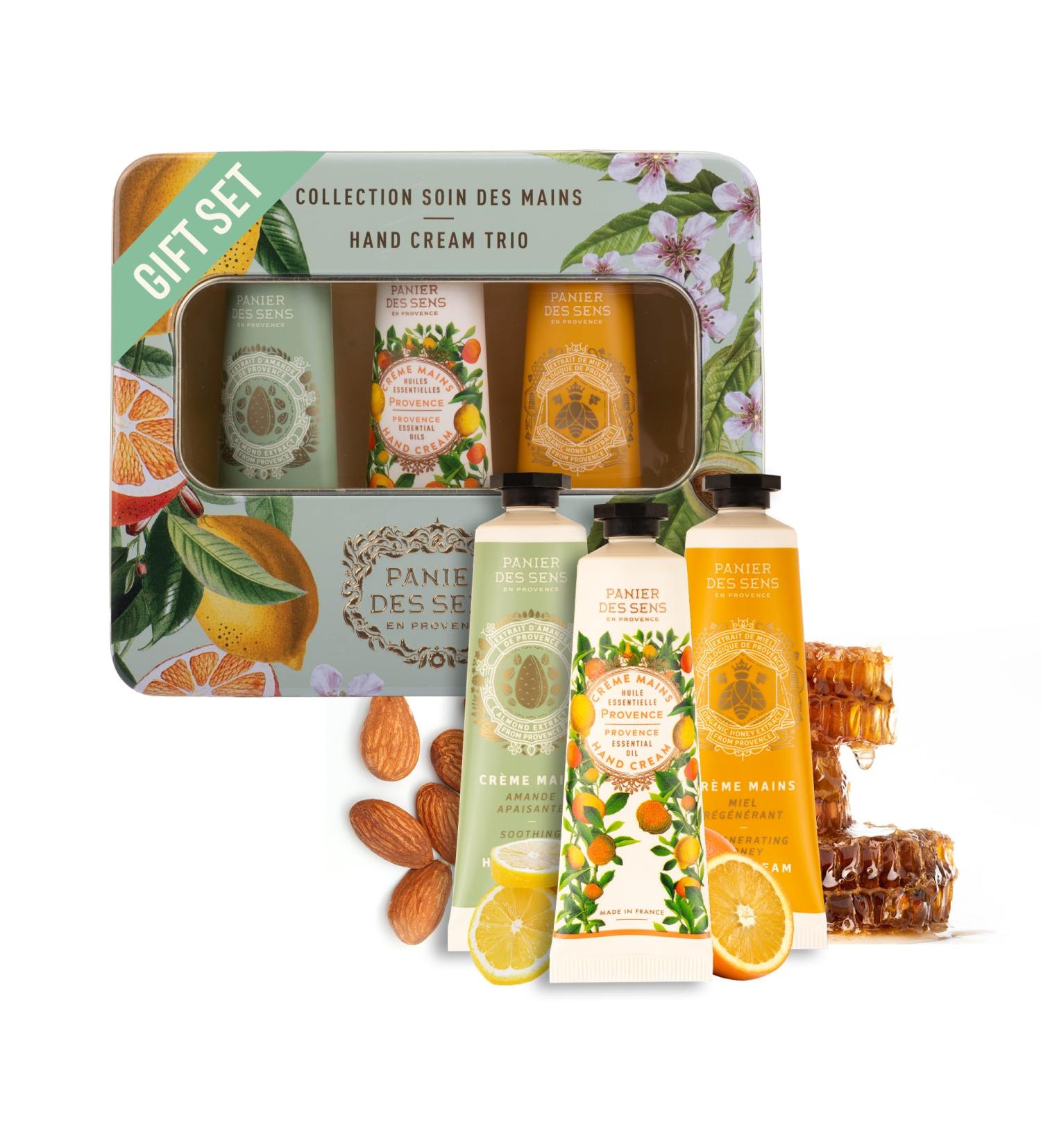Panier des Sens - Coffret Cadeau Femme -Nouveau Trio Creme Main Hydratante Miel Provence & Amande- Id e Cadeau Femme Made in France - Coffret - 97% d'Ingr dients Naturels - 3x30ml Amande Provence & Miel - Buy Online on GoSupps.com