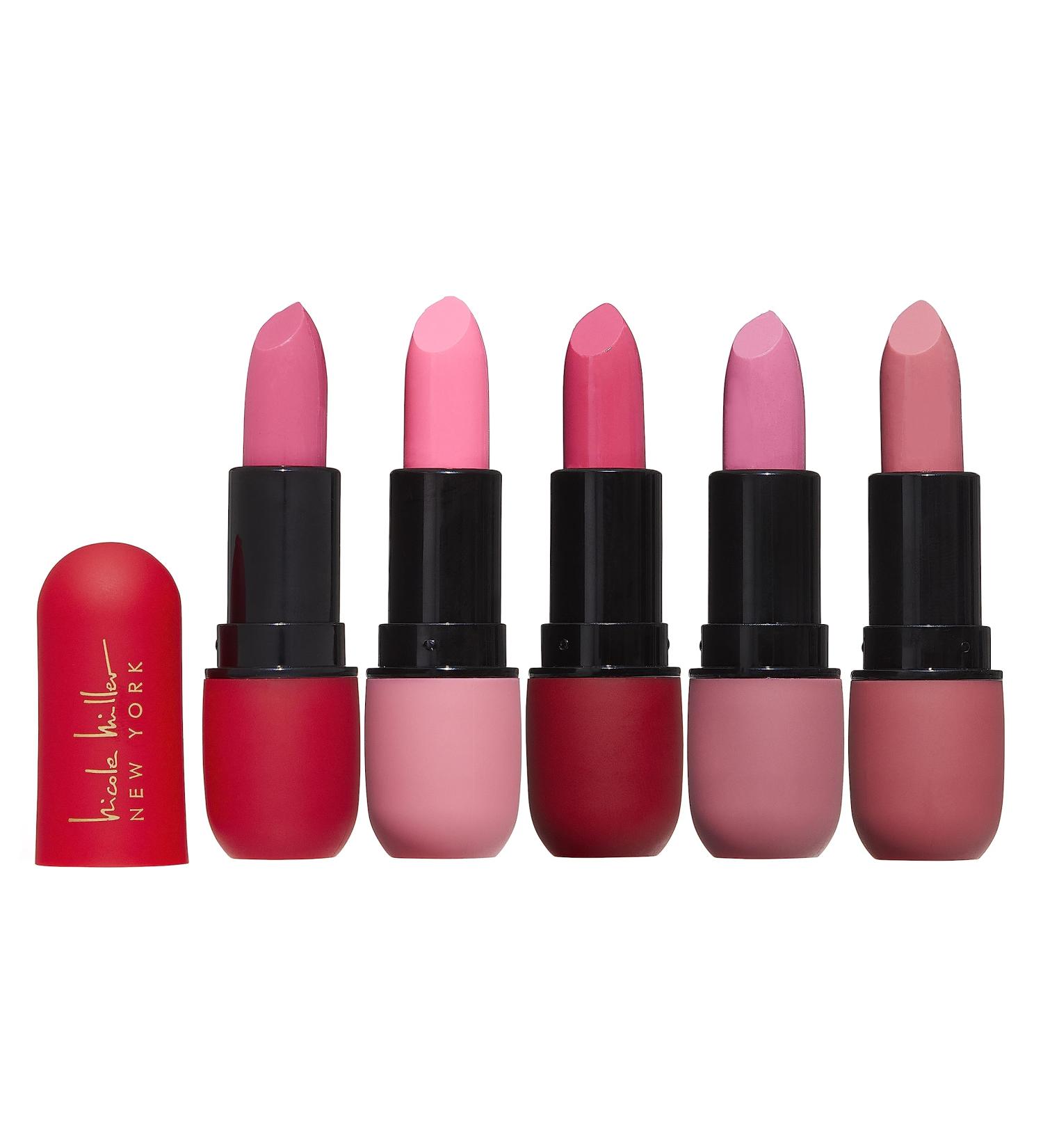 Nicole Miller Matte Lipstick Collection | 5-Piece Set of Stunning Pink Shades | Long-Lasting Lipstick for All-Day Wear - Buy Online on GoSupps.com