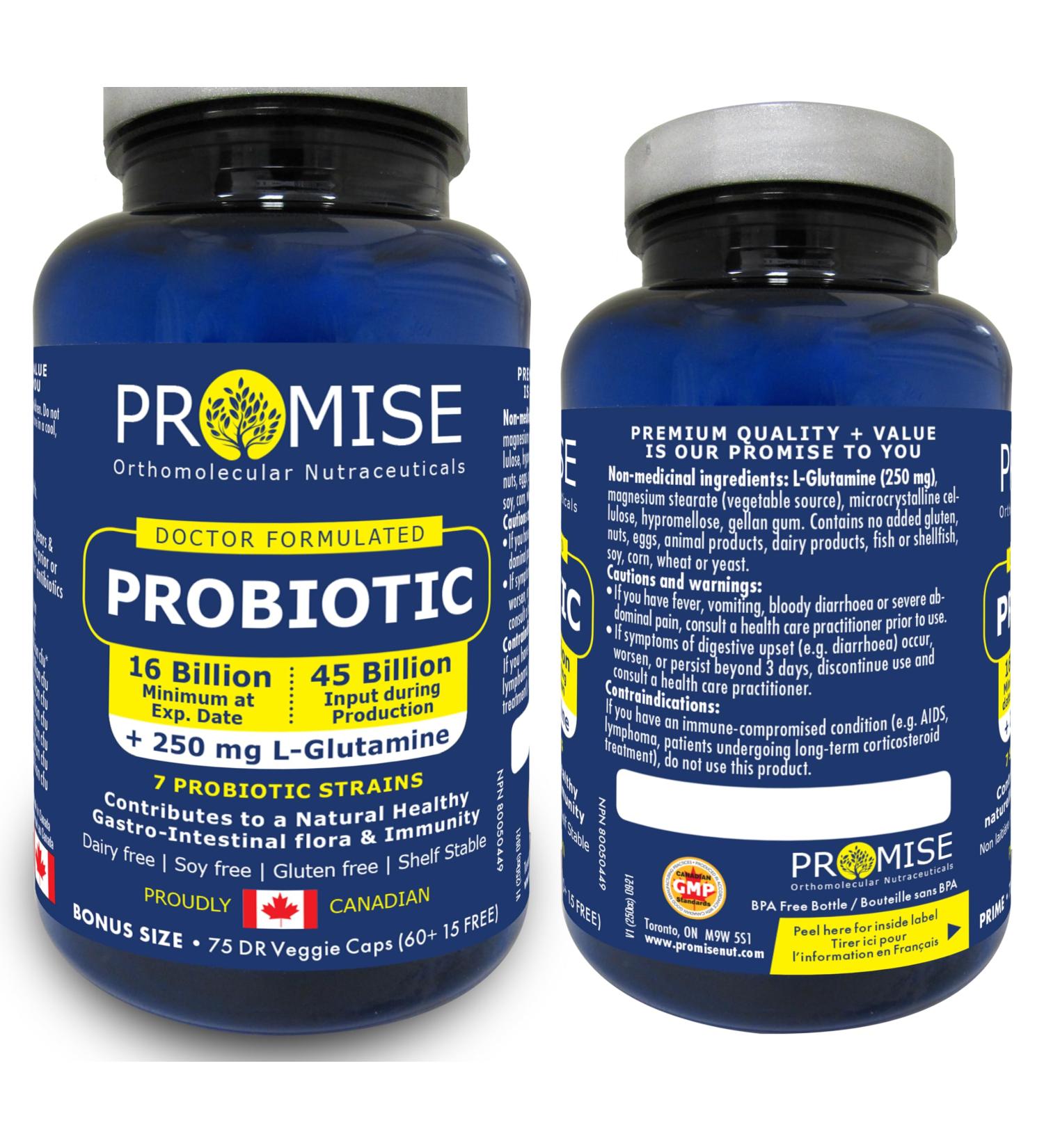 75 DRcaps 45 Billion CFU Probiotic (Plus 250mg of L-Glutamine) 7 Strains Support for Digestive Health Gut Flora Reduce Bloating Constipation Gas & Leaky Gut Relief - Buy Online on GoSupps.com