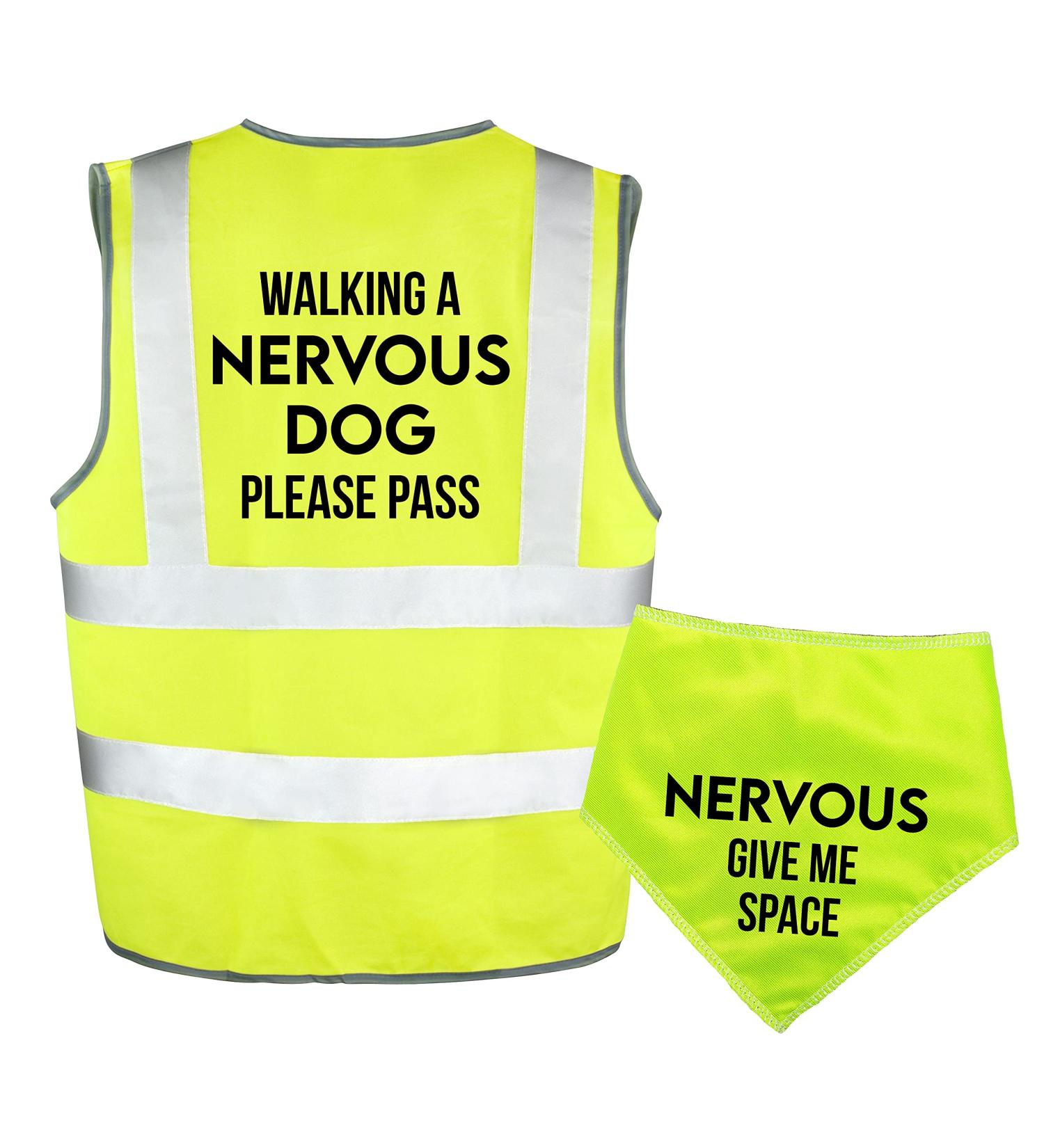 Spoilt Rotten Pets Nervous Please Pass Bandana & Walking A Nervous Dog Please Pass Reflective High Visibility Lightweight Hi Viz Safety Vest - Buy Online on GoSupps.com