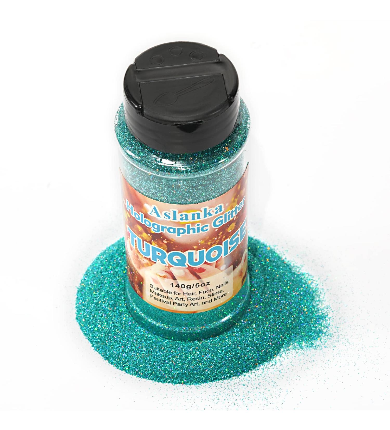Shop Aslanka 140g Turquoise Holographic Glitter Powder for Nail Art Epoxy Resin & DIY Projects - Buy Online on GoSupps.com