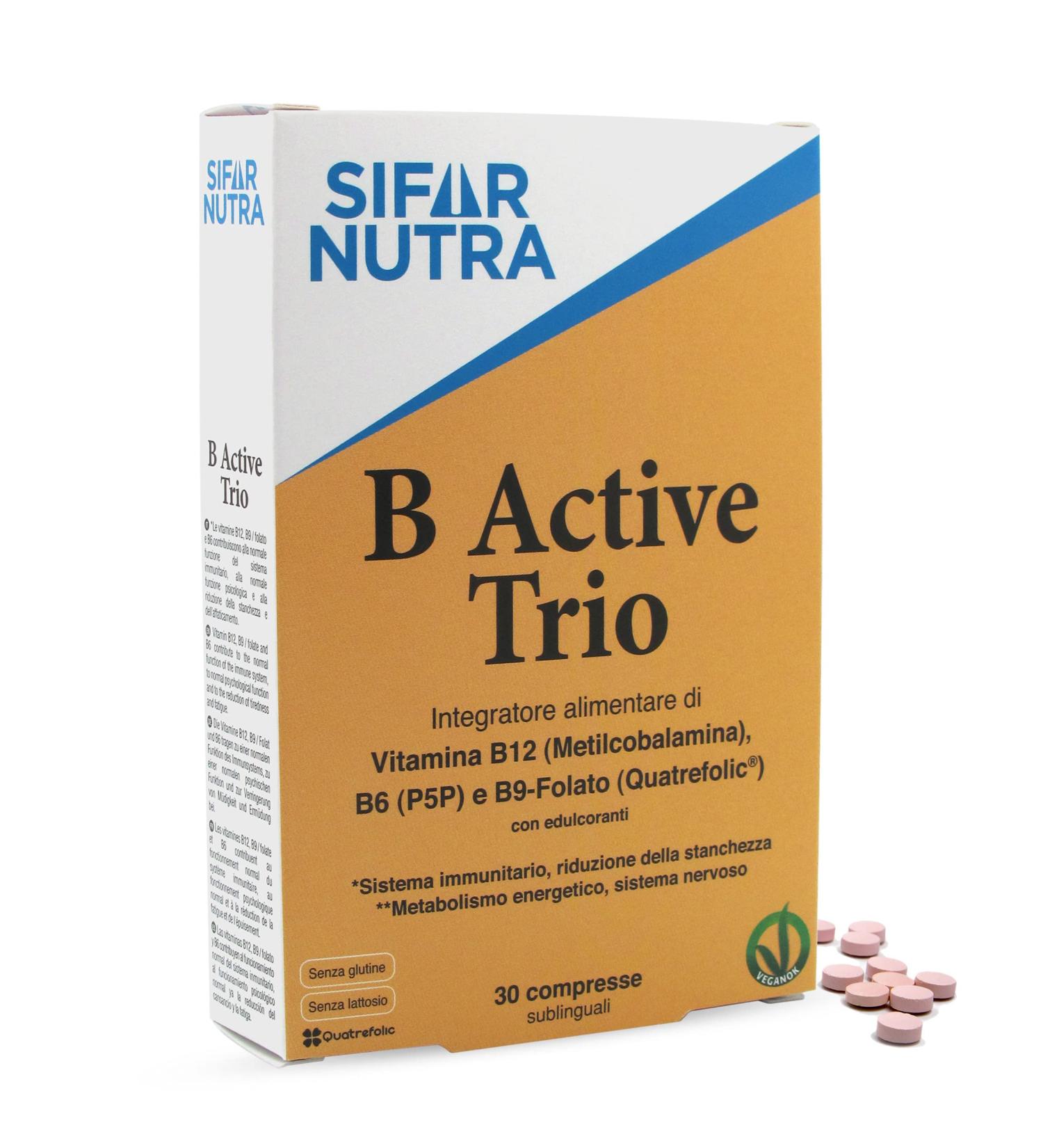 B Active Trio | Riche en B12 (m thylcobalamine) acide folique et B6 (P5P) | v gan | haute absorption | immunit contre la fatigue avec fonction psychologique | 30 comprim s sublinguaux - Buy Online on GoSupps.com