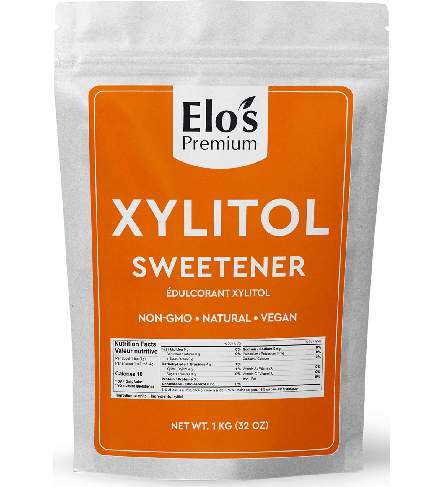 Elo s Premium Xylitol (1kg) | Packaged In Canada| 100% All-Natural Food Grade Sugar Alternative| Non-GMO Kosher and Halal Friendly Gluten Free and Keto | Excellent All-Natural Sweetener & Sugar Substitute - Buy Online on GoSupps.com