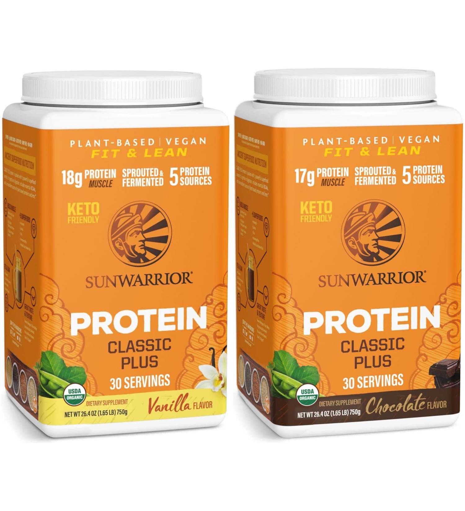 Chocolate & Vanilla Classic Plus Organic Protein Powder Set | Bundle & Save | Vegan Protein Powder Superfood Blend | Non-GMO Soy Dairy & Gluten Free (30 Servings Vanilla 30 Servings Chocolate) - Buy Online on GoSupps.com