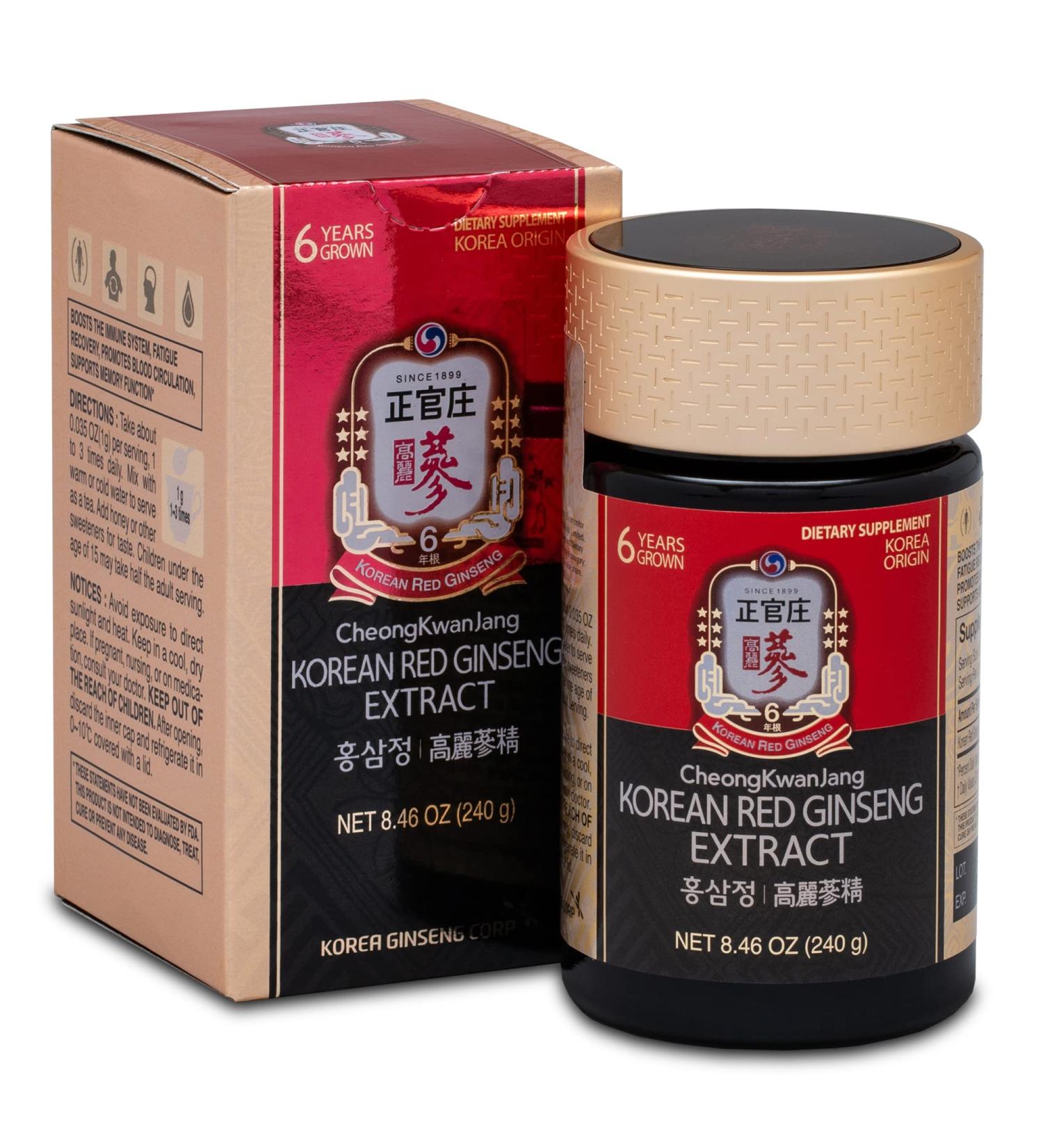 Korean Red Ginseng Extract 240g | CheongKwanJang Panax Ginseng Root | Natural Energy & Immune Support for Men & Women | Boost Nitric Oxide, Blood Circulation, Brain Function | 240g (Pack of 1) - Buy Online on GoSupps.com