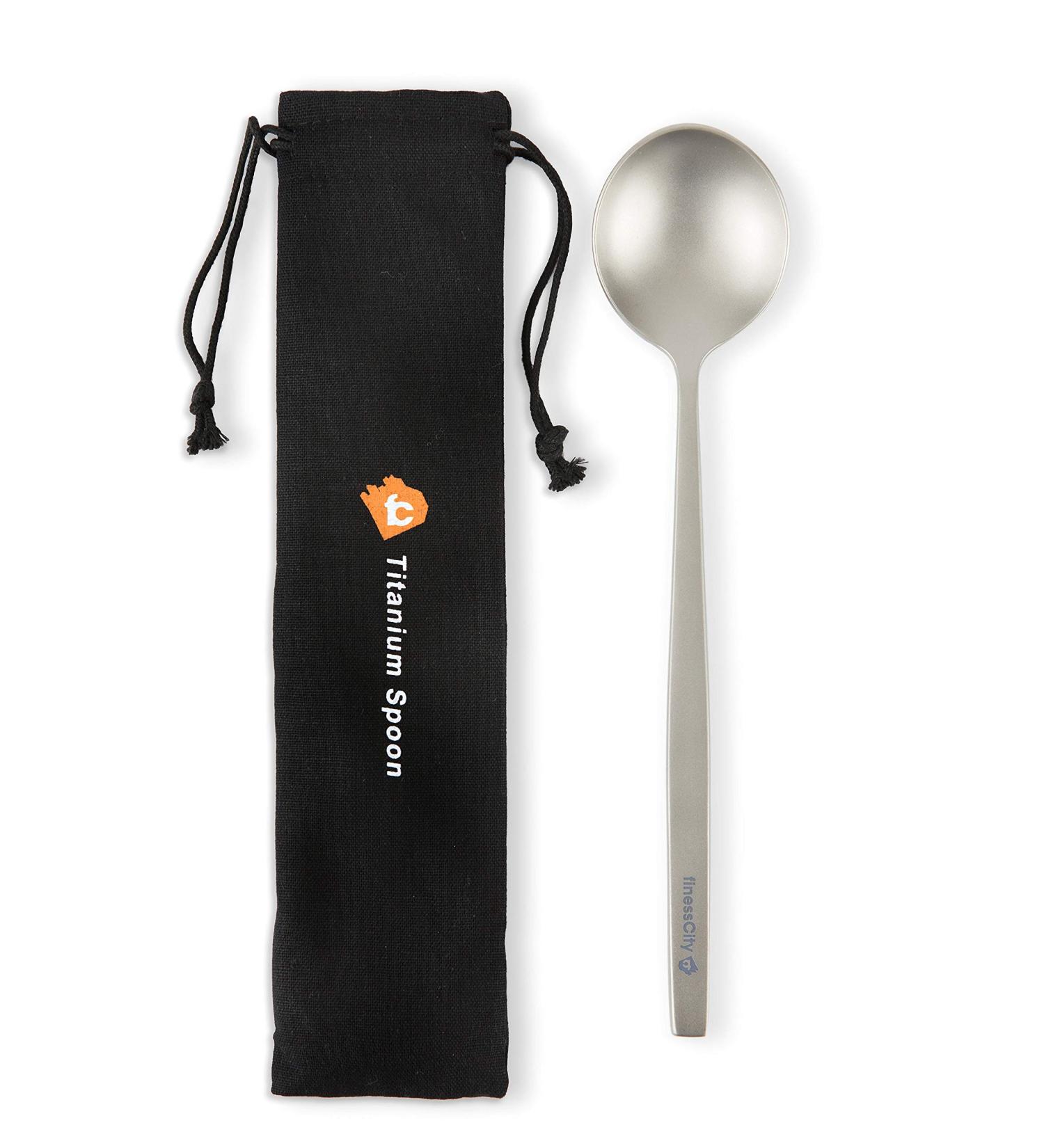 Titanium Long Handled Spoon | 8.7 inch Biggest Bowl | Outdoor Camping Companion - Buy Online on GoSupps.com