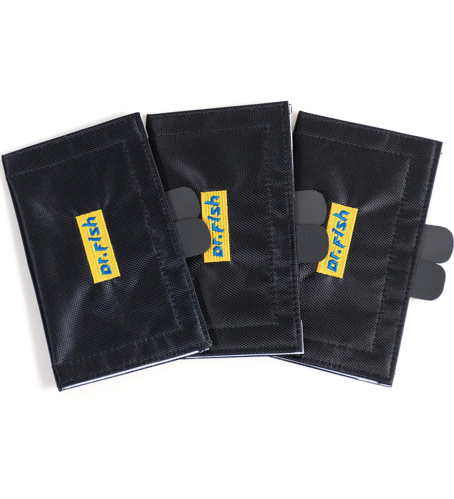 Dr.Fish 3pk Fishing Lure Protectors - Heavy Duty Nylon Wraps for Lures - Soft Padded, Secure Storage - 4-1/10x7 - Black - Buy Online on GoSupps.com
