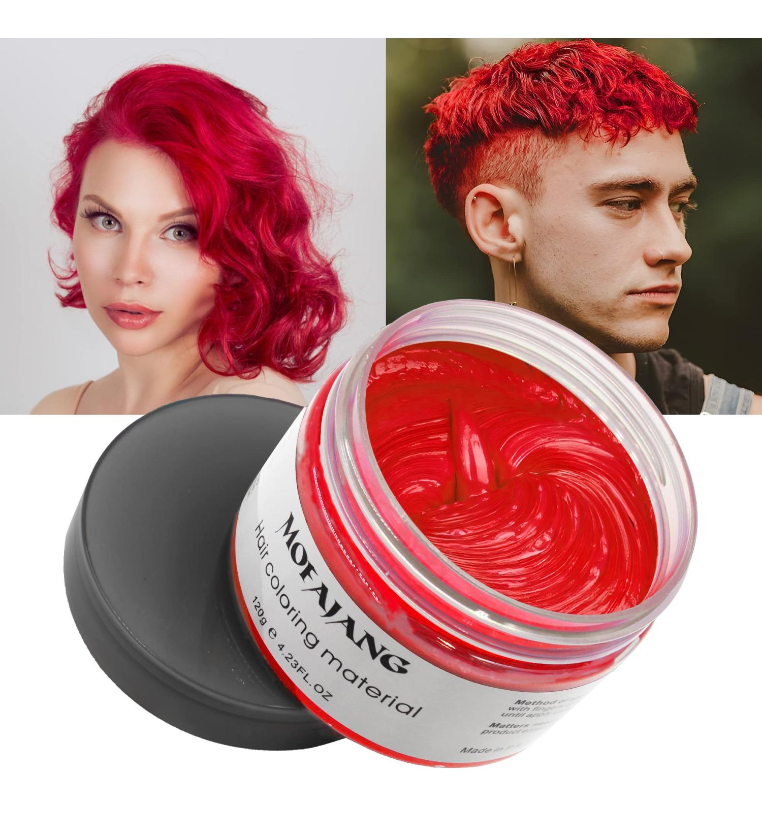 Temporary Red Hair Color Wax for Men & Women - Natural Hairstyle Pomade for Party Cosplay & Halloween - 4.23 oz - Buy Online on GoSupps.com