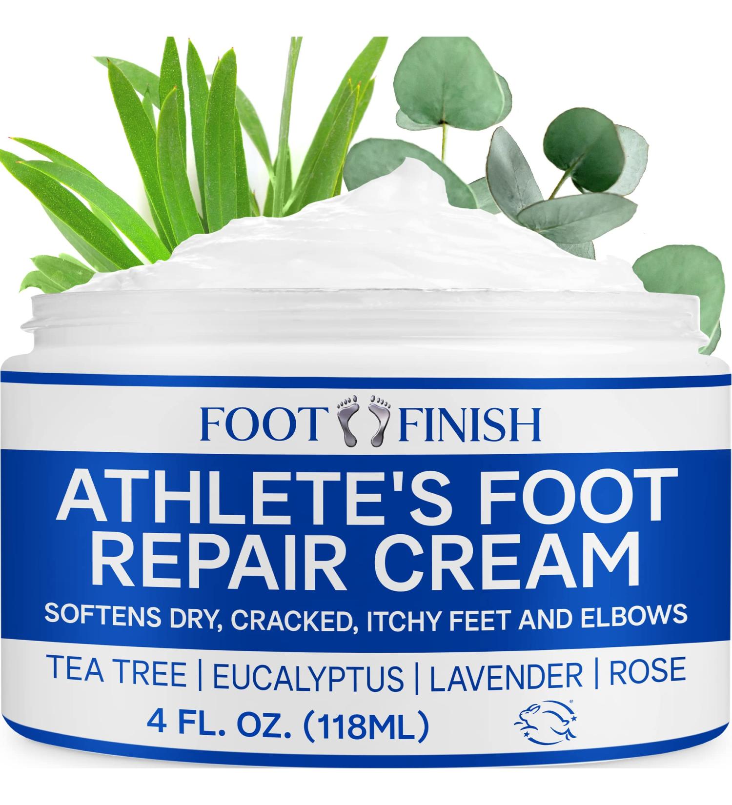 Foot Finish Athlete's Foot Treatment Cream - 4oz | Natural Anti-Itch Relief for Dry Cracked Feet with Tea Tree, Rose & Lavender Oil - Buy Online on GoSupps.com