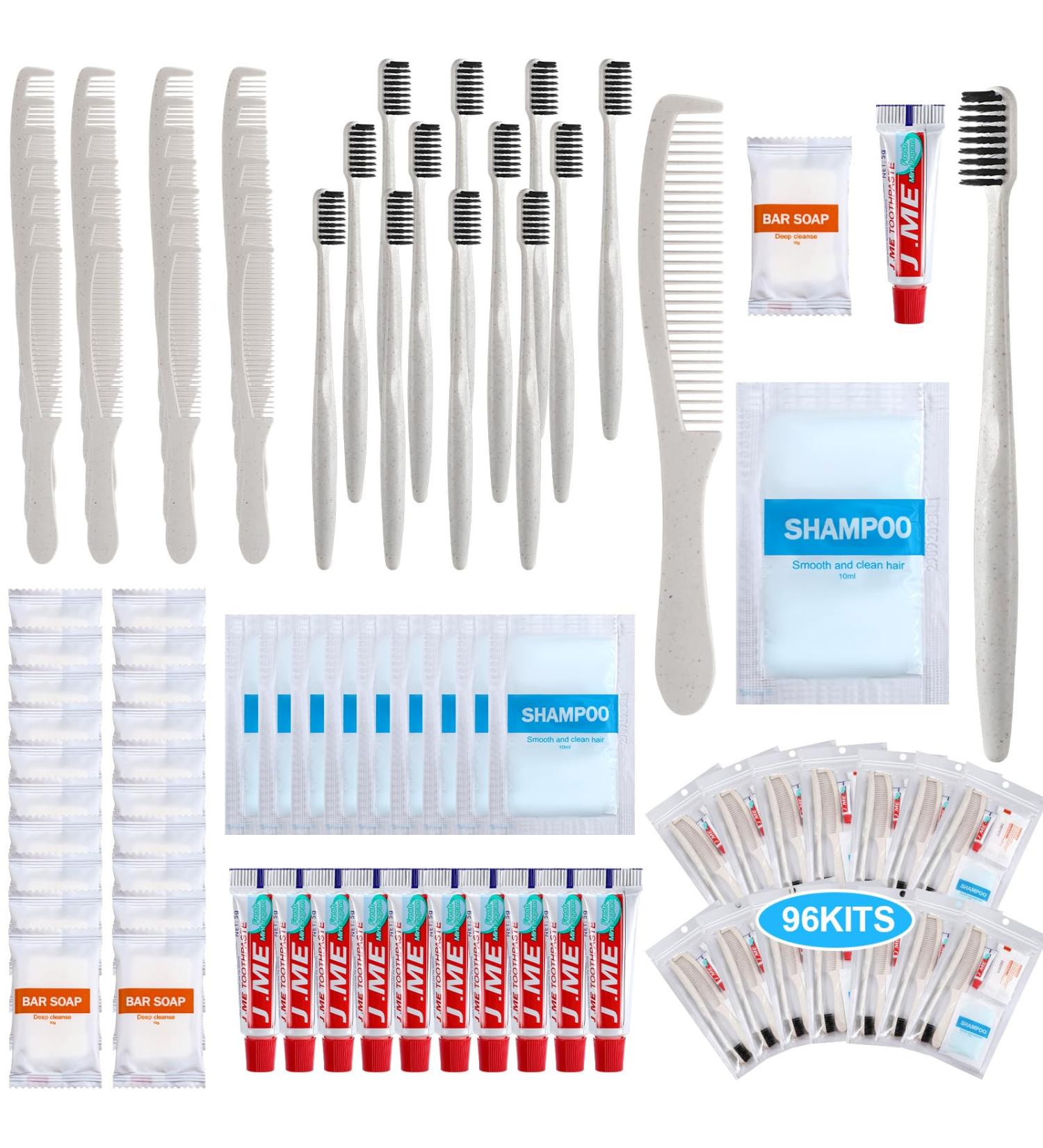Hushee 96 Sets Bulk Hygiene Kit | Essential Toiletry Kits for Homeless & Travel | Shampoo Soap Comb Toothbrushes & Toothpaste Individually Wrapped - Buy Online on GoSupps.com