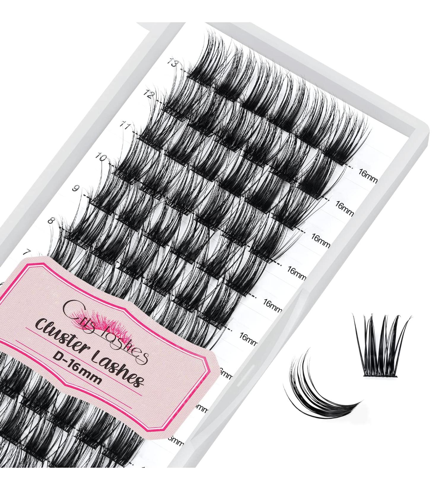 Crislashes DIY Cluster Eyelash Extension 16mm D Curl - Natural Look - 78pcs Reusable Individual Cluster Lashes - F04-D Curl 16mm - Buy Online on GoSupps.com