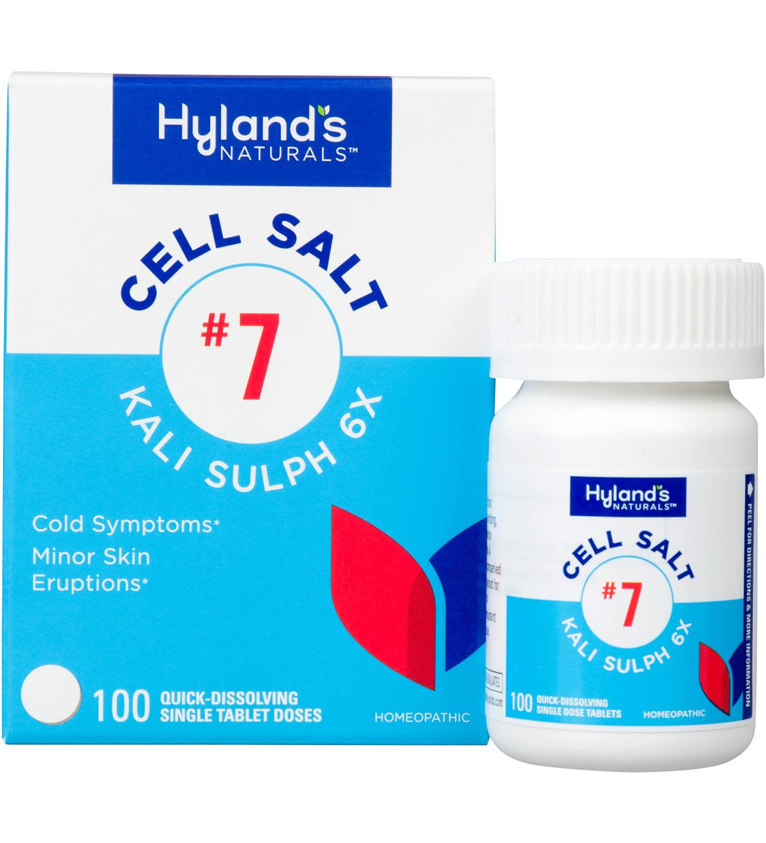 Hyland's No. 7 Cell Salt Kali Sulph 6X Tablets for Cystic Acne & Cold Relief - Natural Treatment 100 Count - Buy Online on GoSupps.com