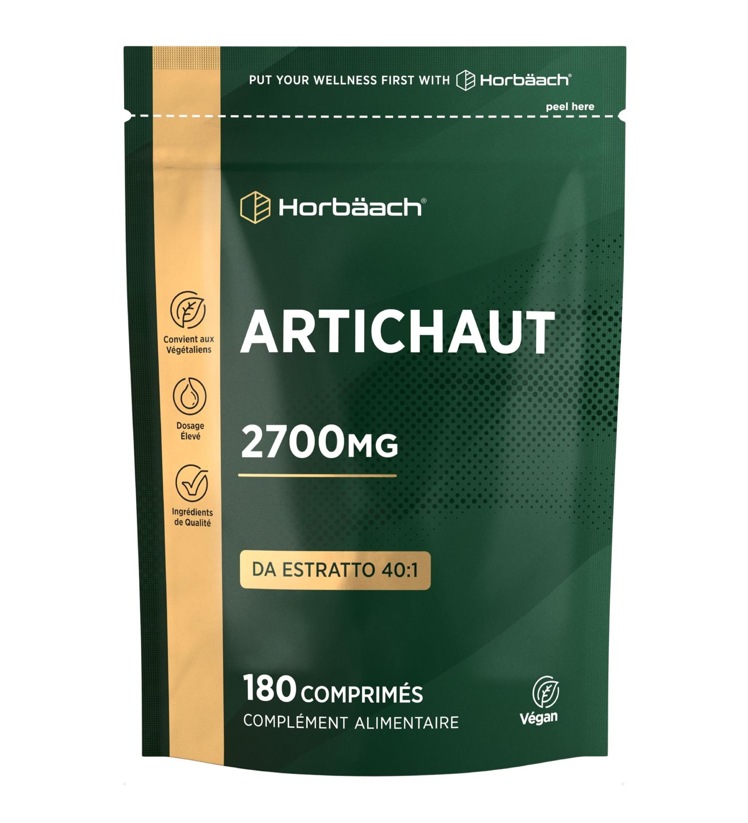 Artichuat Gelules 2700 mg par Dose Journali re | Extrait de Artichaut 40:1 | 180 Comprim s Vegan Hautement Dos | Artichoke Extract Supplement | par Horbaach - Buy Online on GoSupps.com