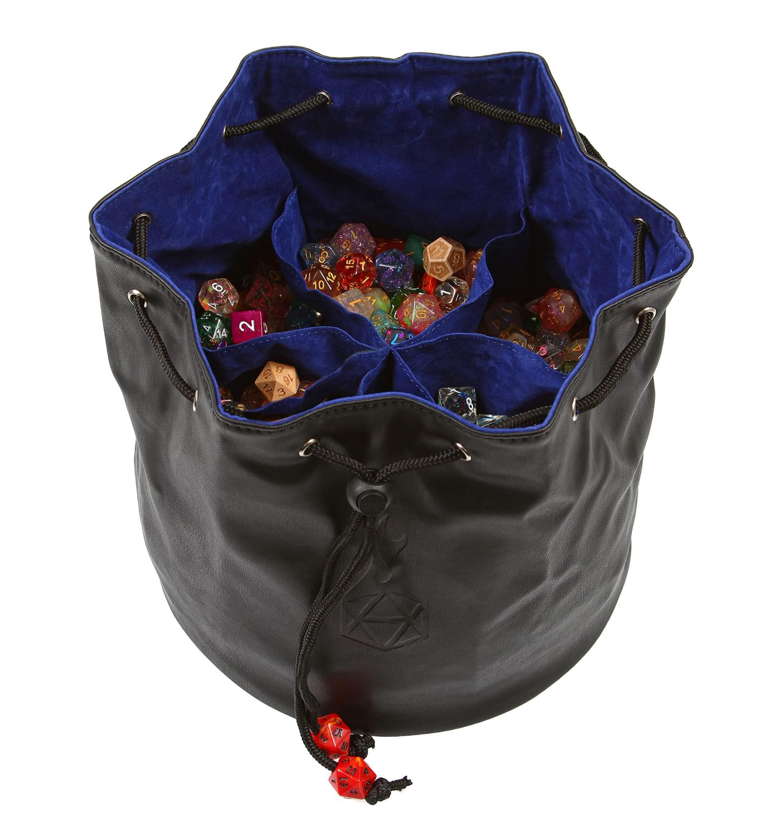 Forged Dice Co. Endless Hoard Dice Bag - Holds 1,000+ Polyhedral Dice - Dice Storage Pouch with Pockets - Black/Blue - Buy Online on GoSupps.com