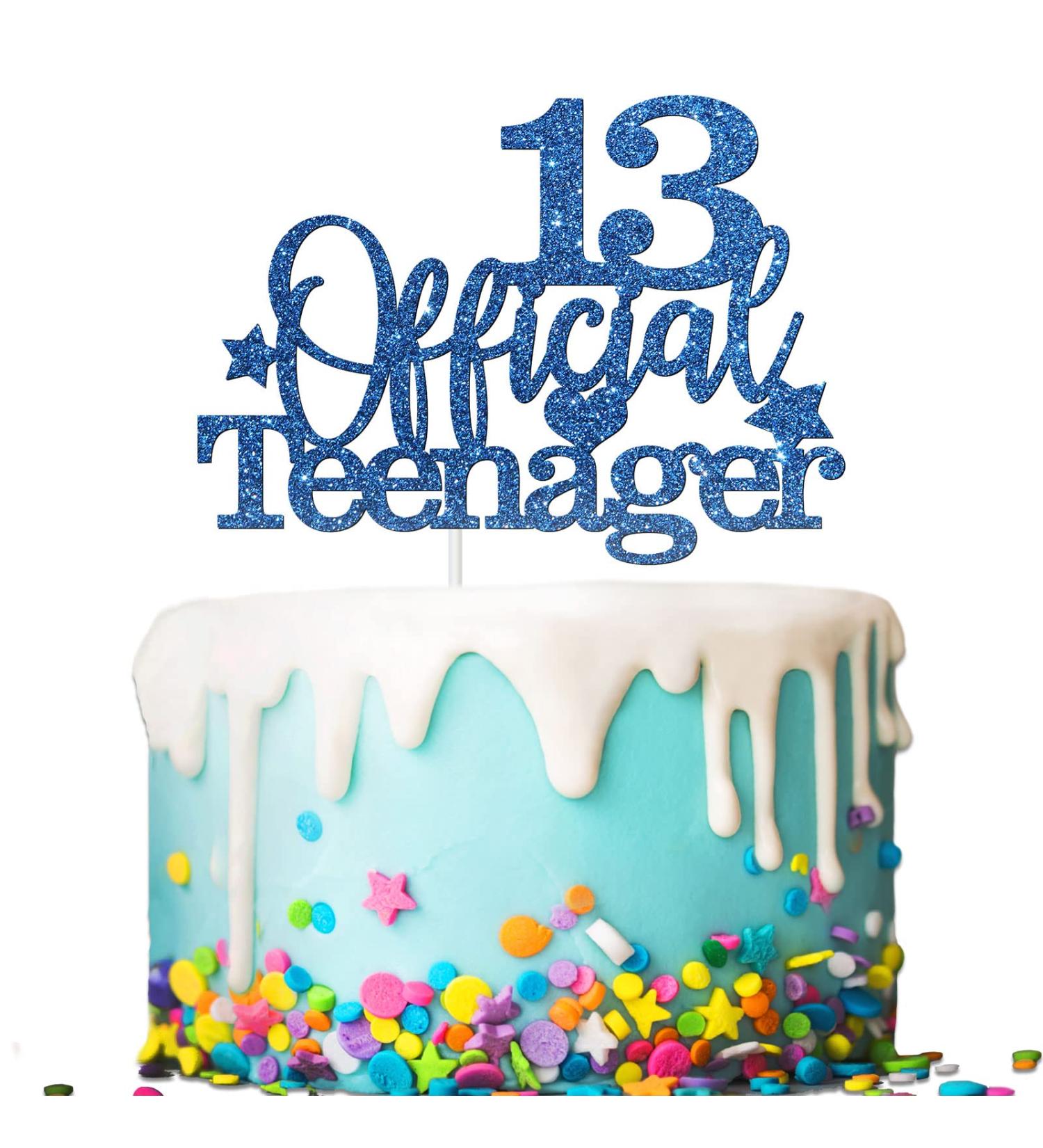 Tenhaisi Navy Blue 13 Official Teenager Cake Topper for Happy 13th Birthday Cake Topper Glitter Teens 13th Birthday Cake Decoration - 13 Years Old Birthday Anniversary Party Supplies - Buy Online on GoSupps.com