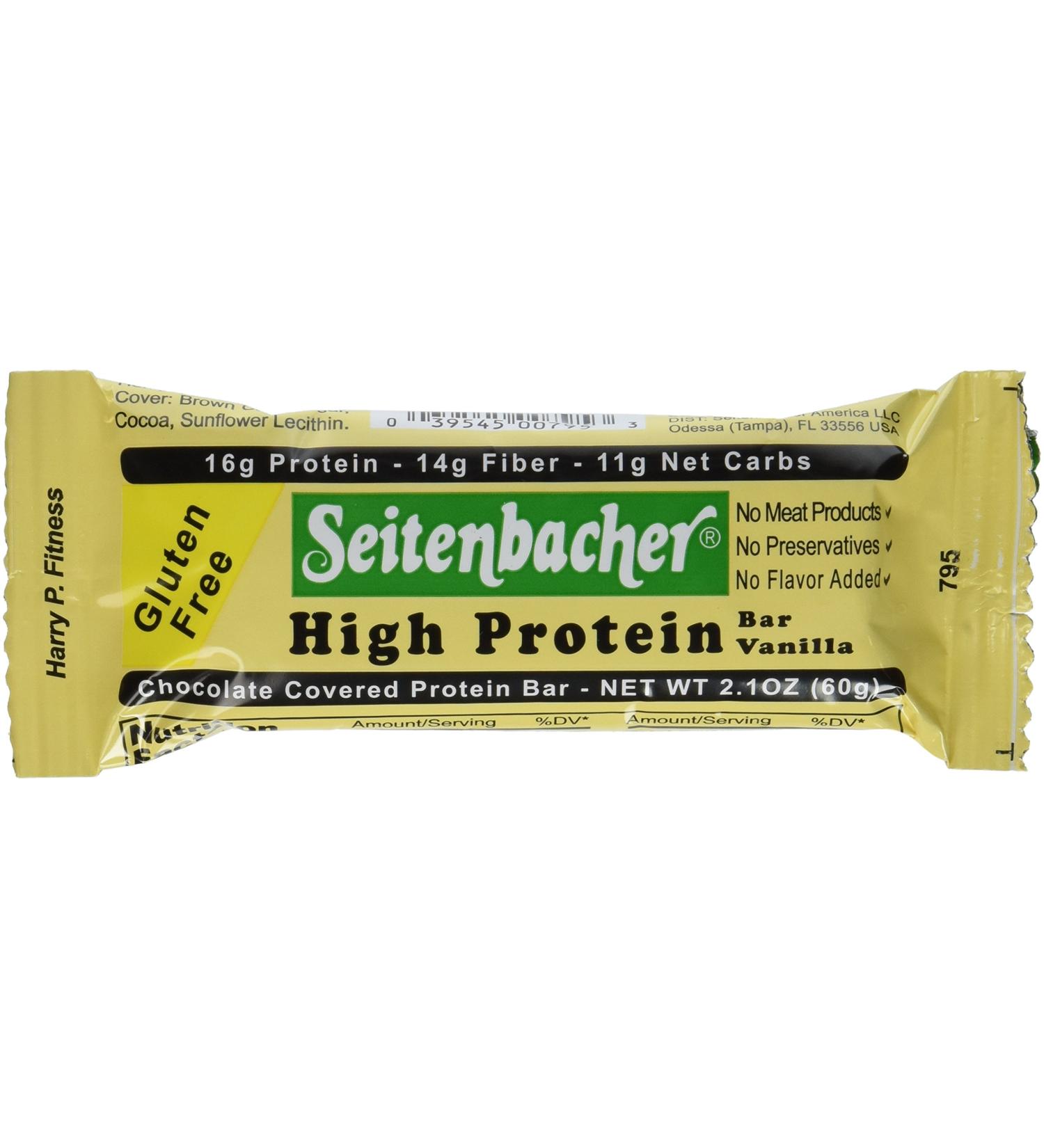 Seitenbacher Chocolate Covered Protein Bar - Vanilla 2.1 oz (Pack of 12) | International Shipping Available - Buy Online on GoSupps.com
