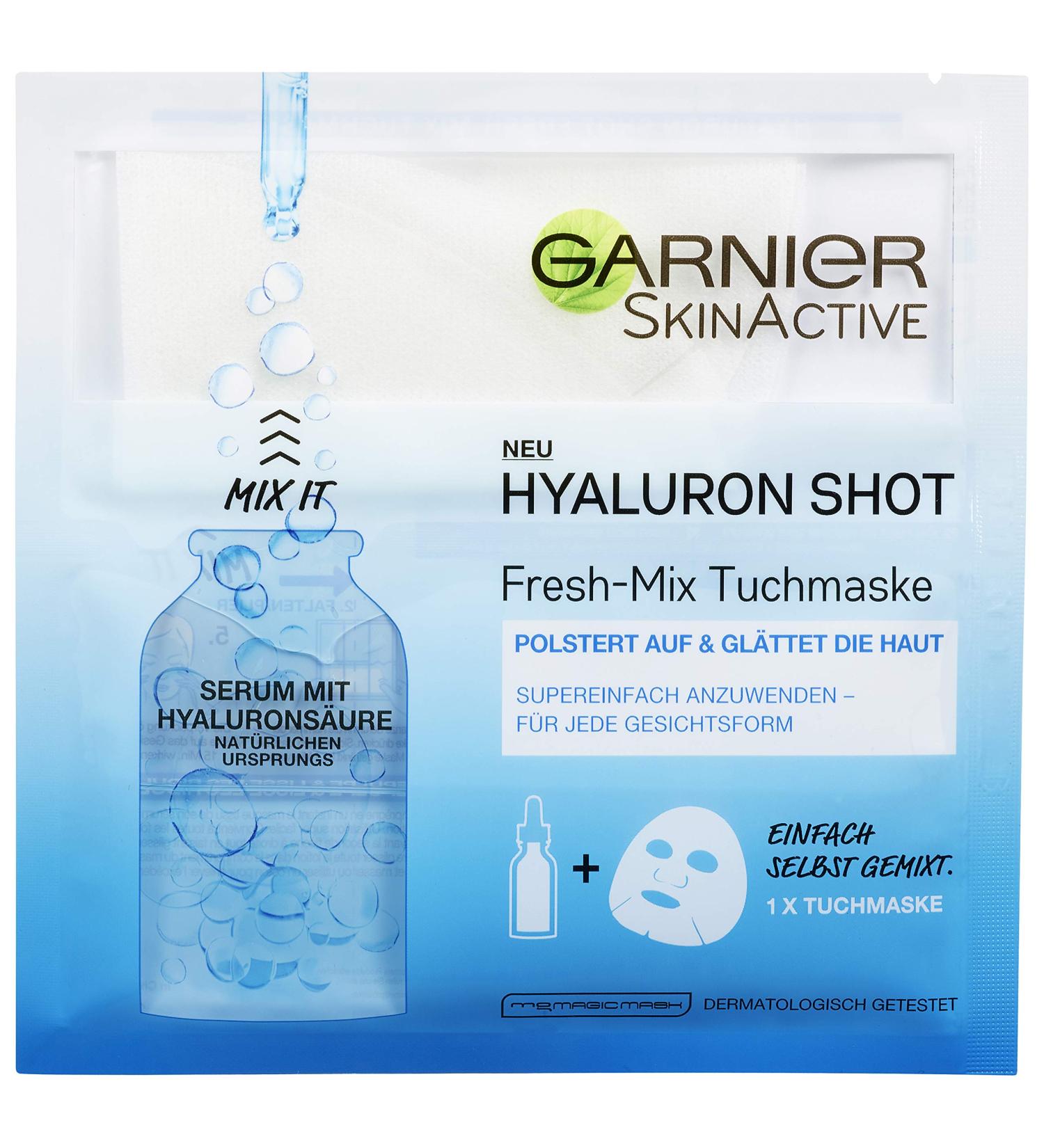 Garnier SkinActive Hyaluron Shot Fresh-Mix Sheet Mask - Hydrating Plumping & Smoothing - 33g Pack for Glowing Skin - Buy Online on GoSupps.com