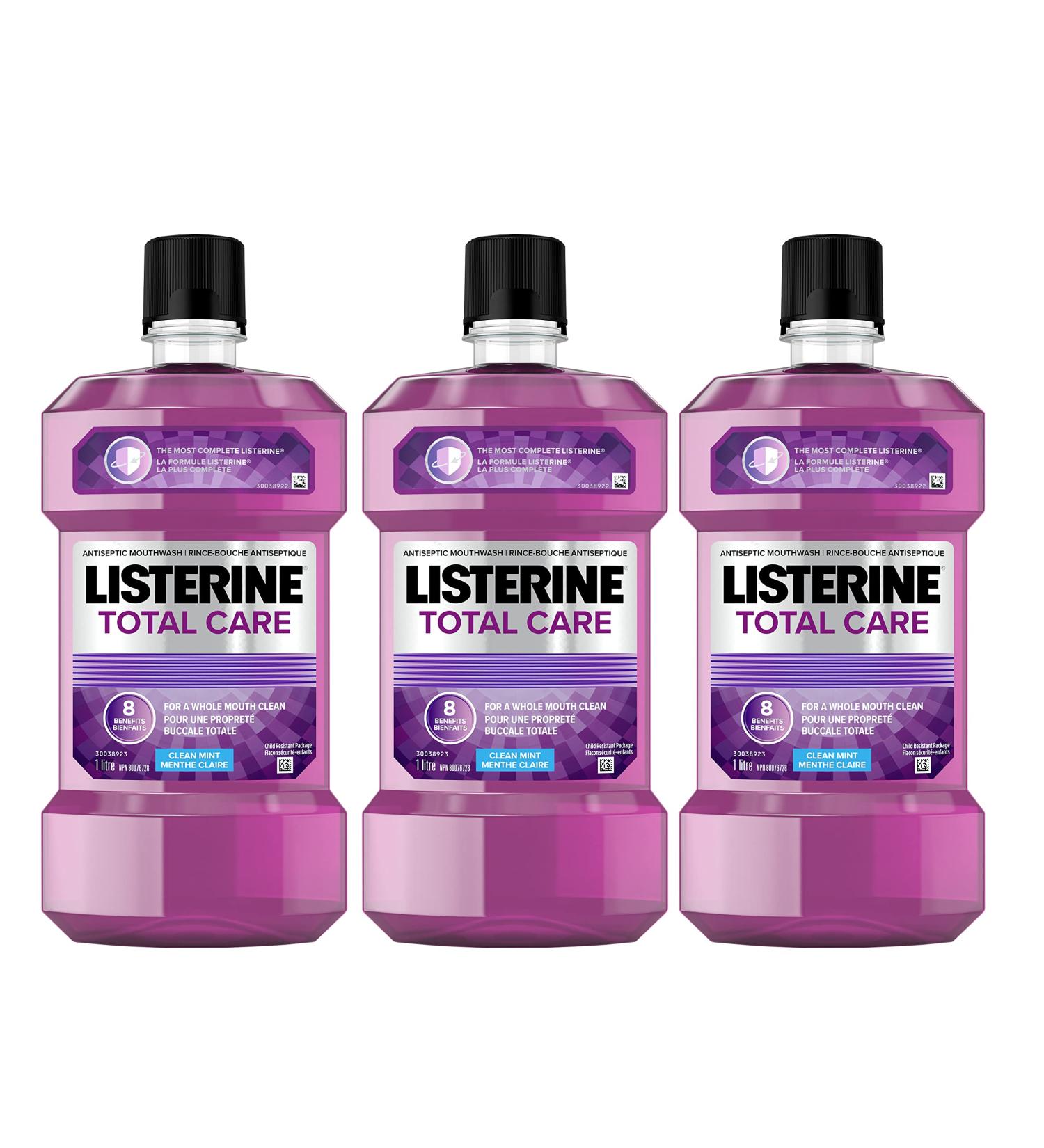 Listerine Total Care Mouthwash 3-PACK Fluoride Mouthwash for Bad Breath Anti-Cavity Helps Keep Teeth White 1L x3 (Amazon Exclusive) - Buy Online on GoSupps.com
