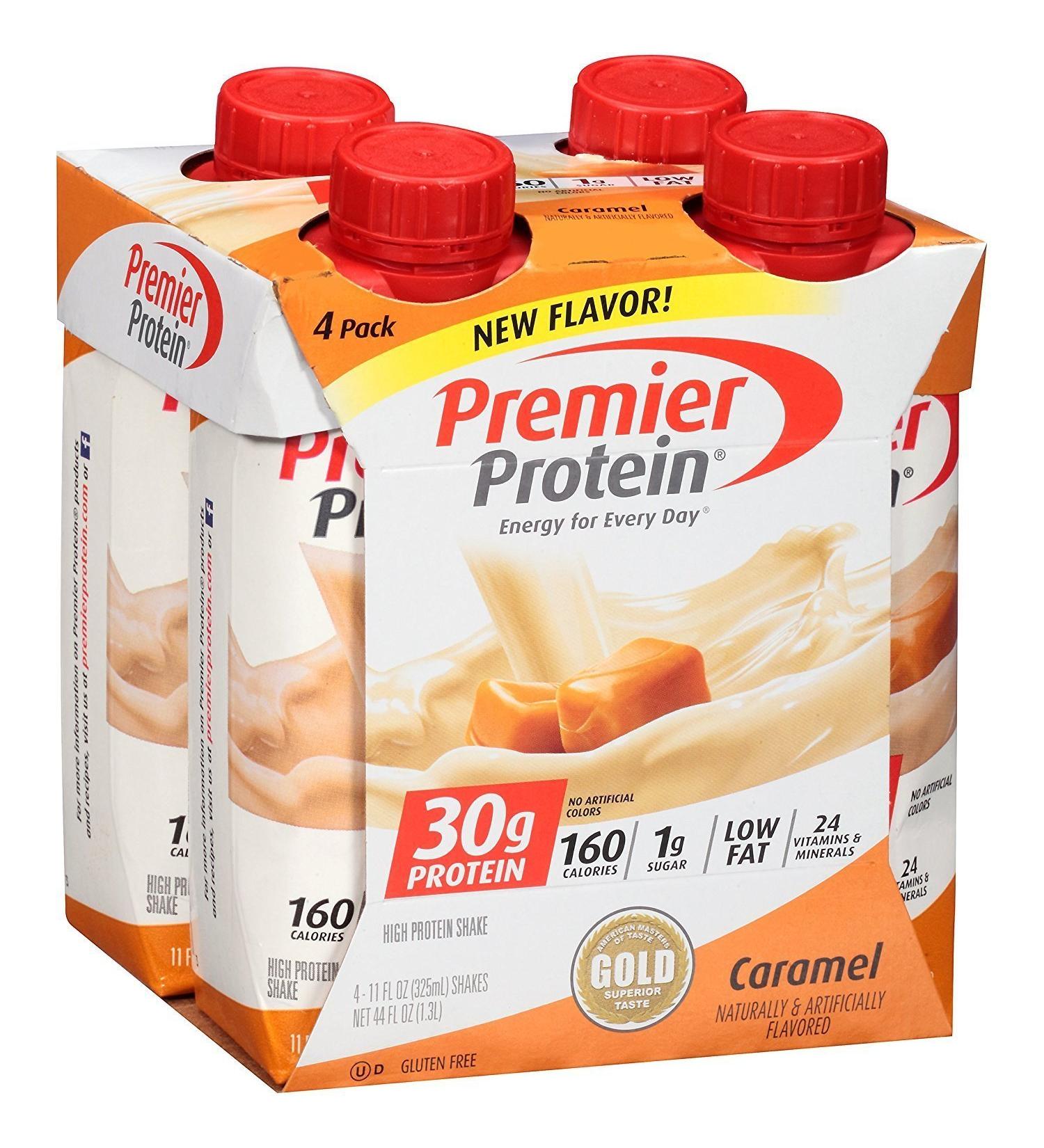 Premier Protein 30g Protein Shakes Caramel 11 Fluid Ounces 4 Count - Buy Online on GoSupps.com