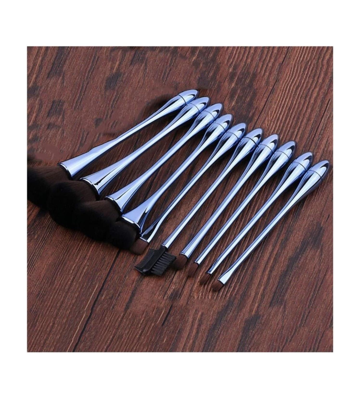 Premium Makeup Brush Set - Curved Handle Face Blush Foundation Eye Shadow & Eyebrow Brushes for Flawless Beauty - Buy Online on GoSupps.com