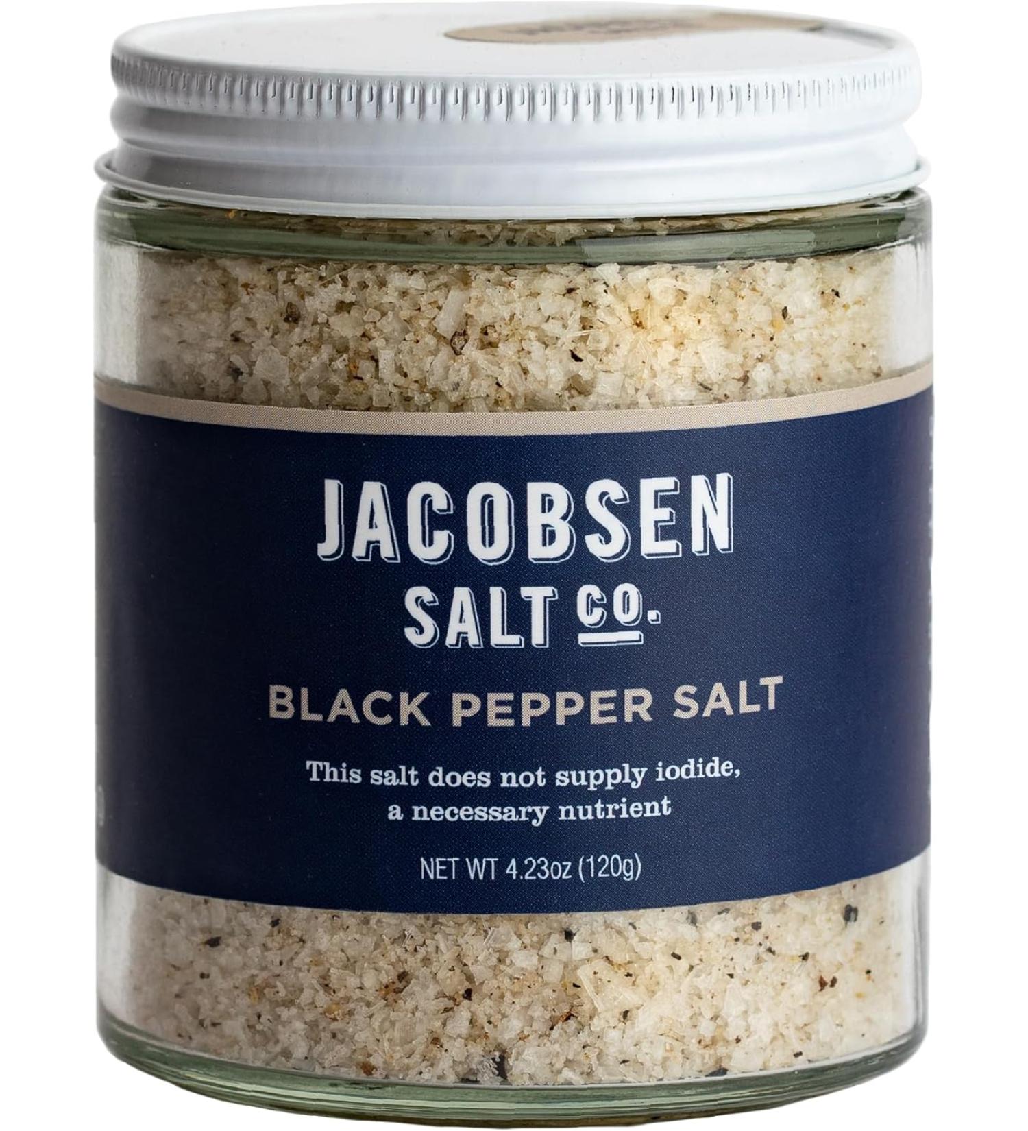 Jacobsen Salt Co. Black Pepper Kosher Sea Salt, Non-Iodized, 4.23 oz - Buy Online on GoSupps.com