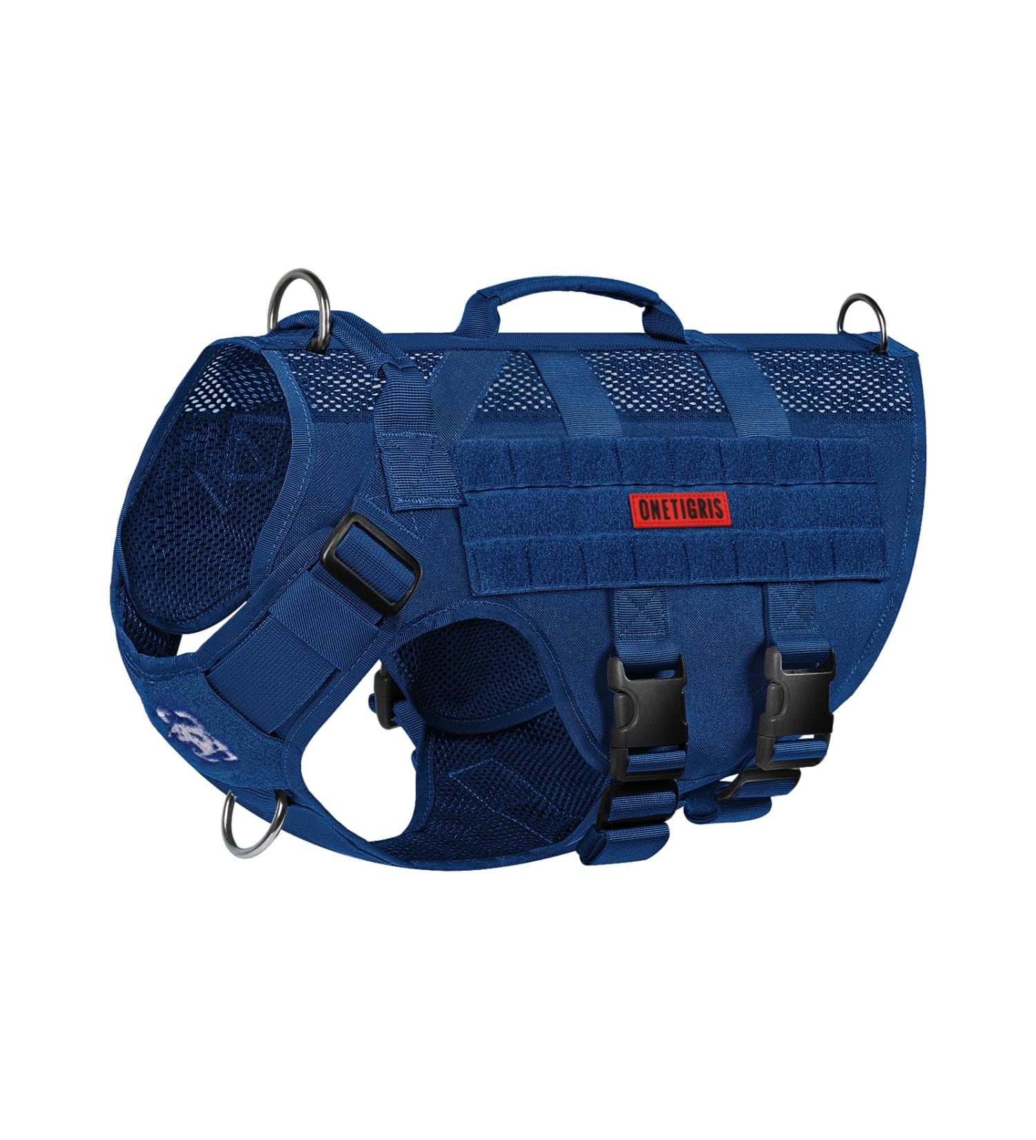 Oneigris No-Pull Dog Harness | Ultra Breathable Adjustable Vest for Large & Medium Dogs - Blue (M: Neck 40-58cm Breast 60-81cm) - 2 Handles for Easy Control - Buy Online on GoSupps.com