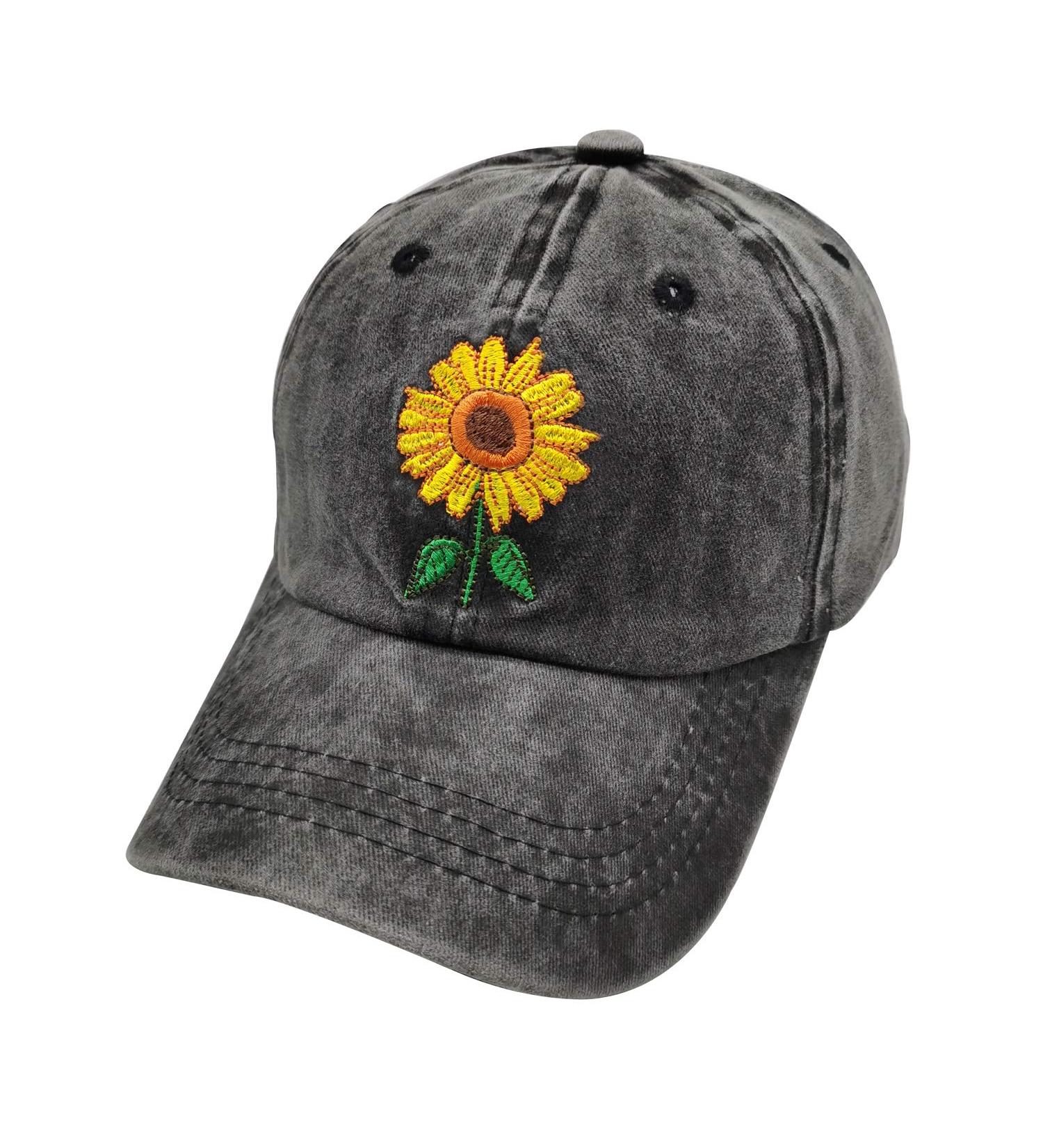 Waldeal Girls' Embroidered Sunflower Hat - Vintage Washed Black Baseball Cap for Teens - Buy Online on GoSupps.com