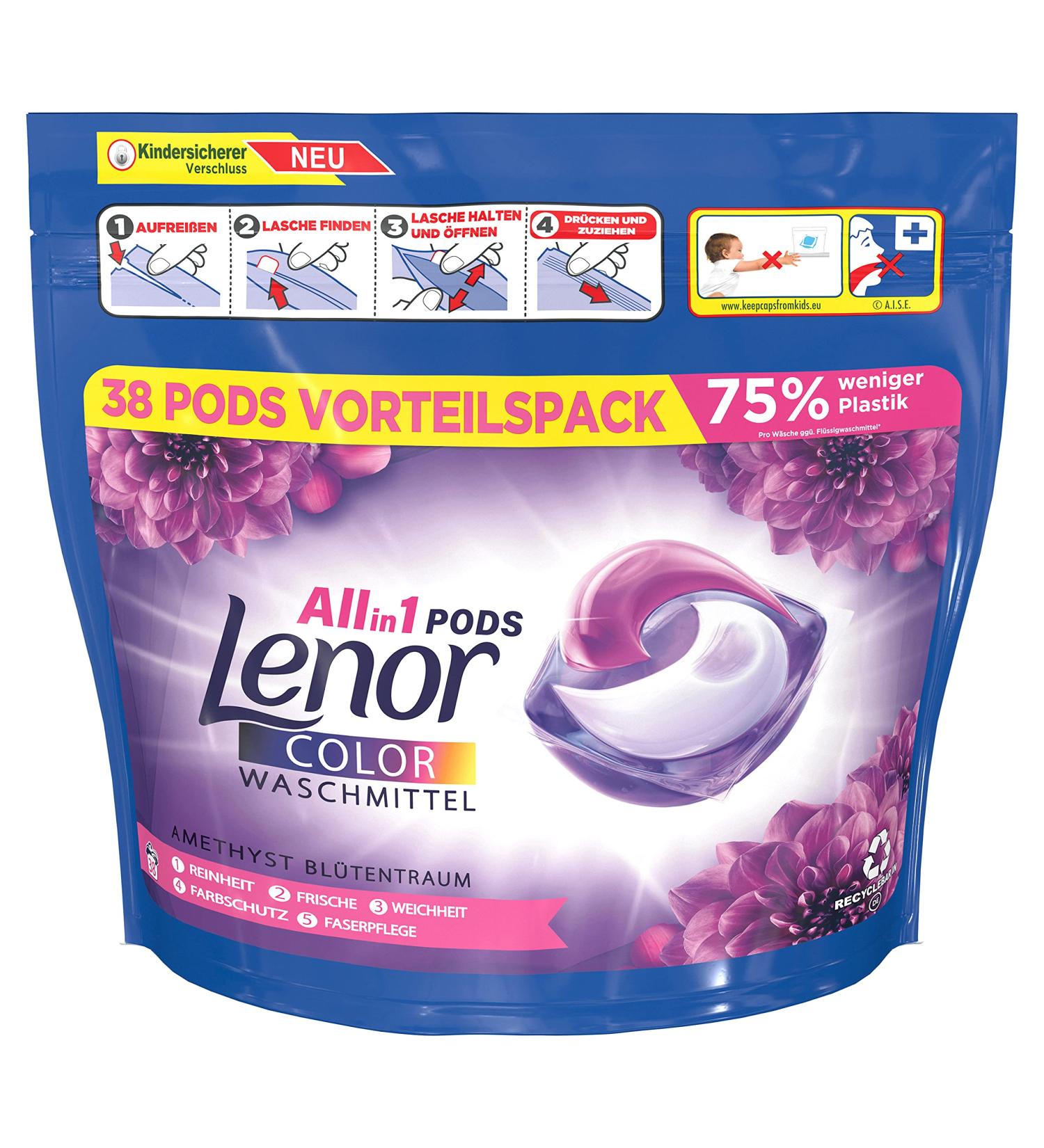 Lenor All-in-1 PODS Amethyst Flower Dream - 76 Wash Loads for Deep Cleanliness | Hygienic Laundry Pods - Buy Online on GoSupps.com