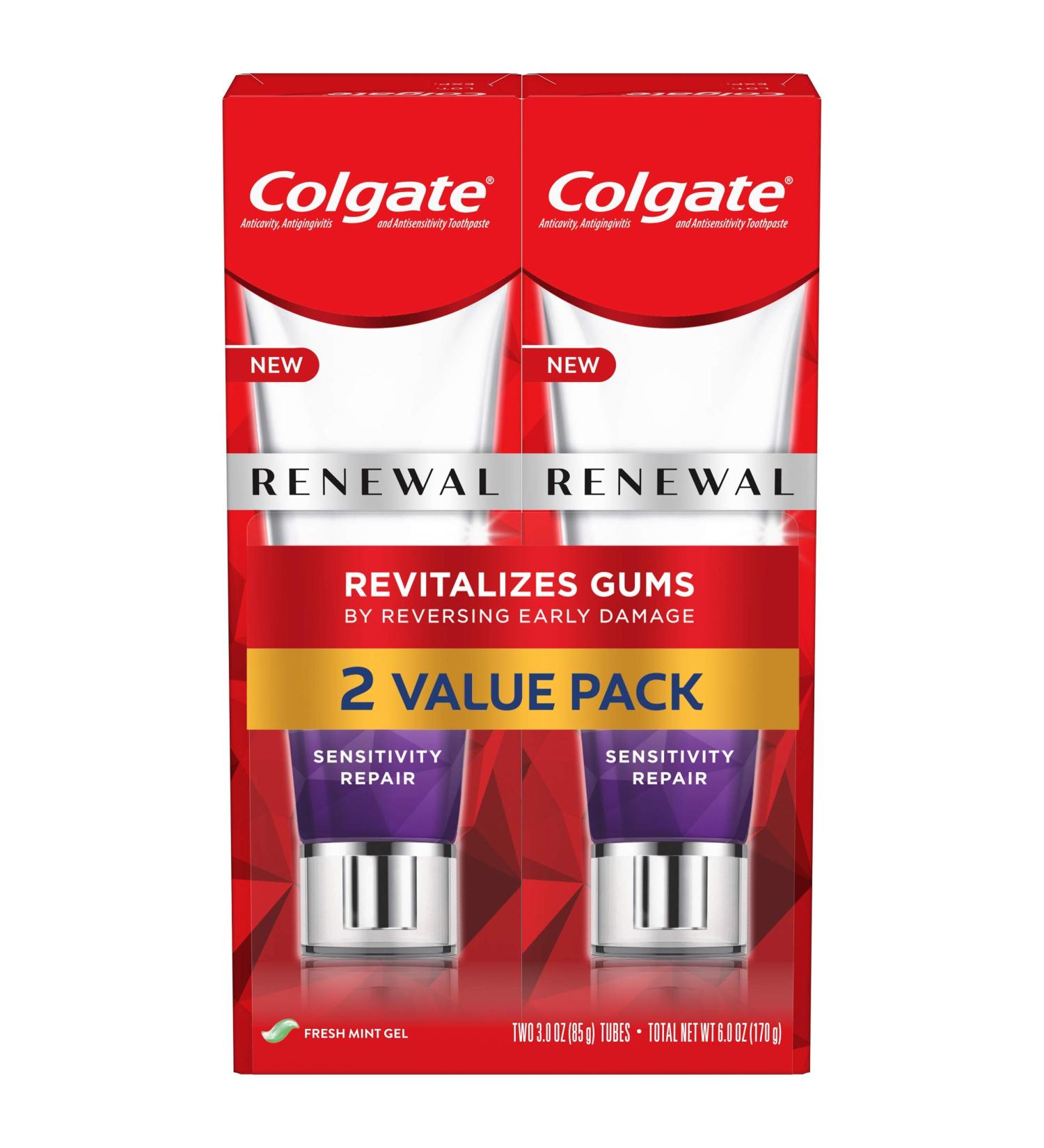 Colgate Renewal Gum Toothpaste - 3oz (2 Pack) for Gum Health & Teeth Sensitivity Repair - Fresh Mint - Buy Online on GoSupps.com