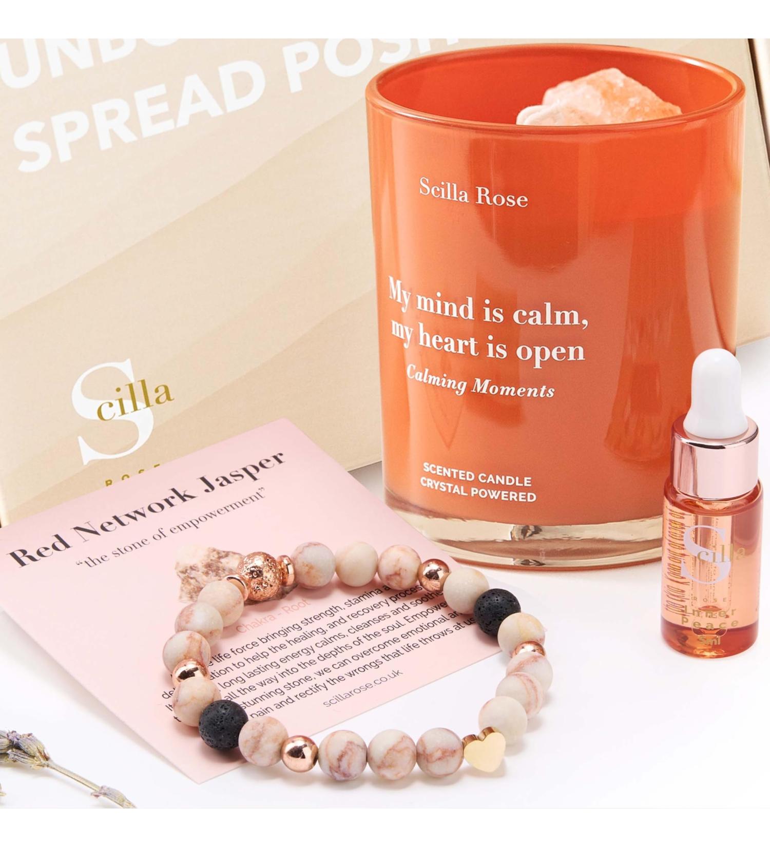 Crystal Healing Candle & Essential Oil Bracelet Set | Perfect Gifts for Women Best Friends & Sisters | Aromatherapy & Fear Relief - Buy Online on GoSupps.com