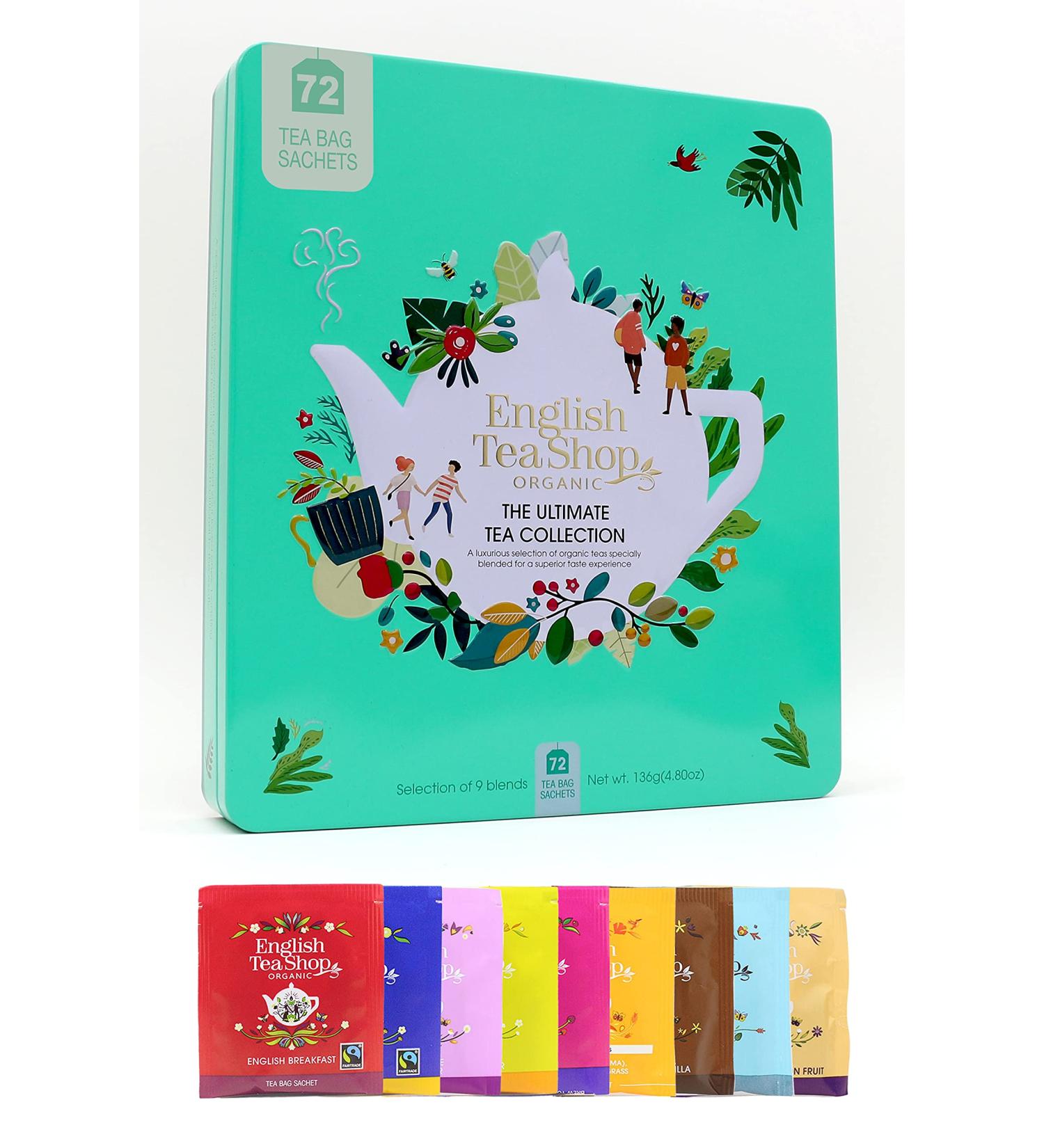 English Tea Shop Ultimate Tea Collection Gift Tin 72 Fairtrade & Organic Tea Bags 9 Delicious Tea Flavours - Buy Online on GoSupps.com
