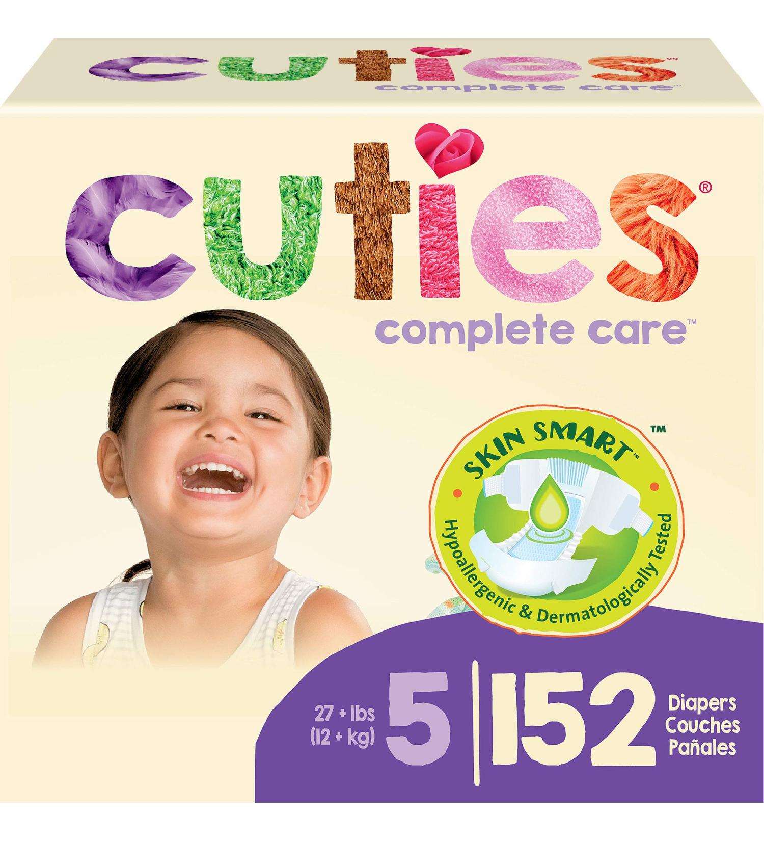 Cuties Skin Smart Diapers | Size 5 (152 Count) | Absorbent & Hypoallergenic with Secure Tabs - Buy Online on GoSupps.com