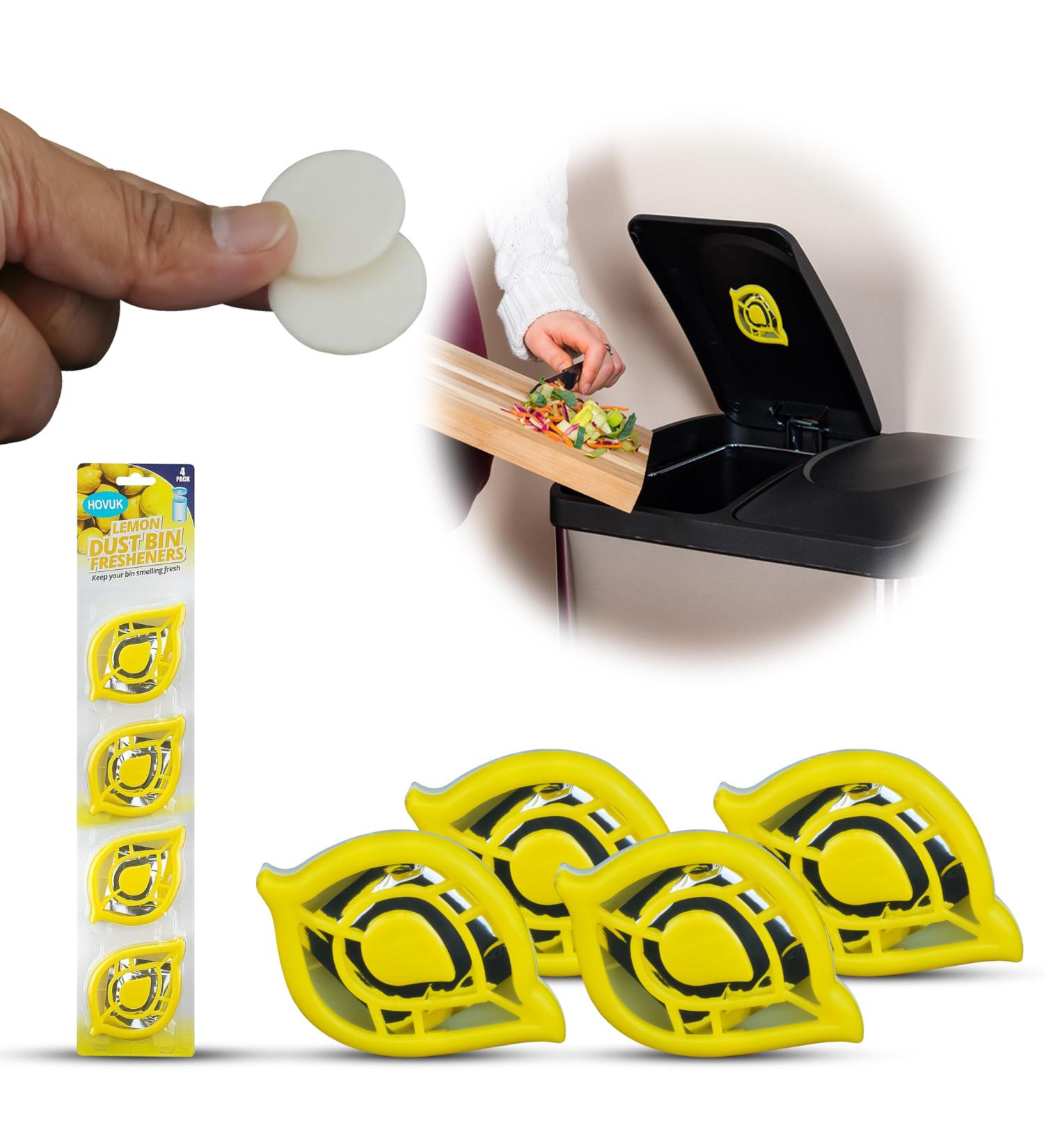 HOVUK Trash Can Freshener - Lemon Odor Remover & Air Freshener for Kitchen Waste Buckets (4 Pieces) - Self-Adhesive Swing Pedal Air Dent - Buy Online on GoSupps.com