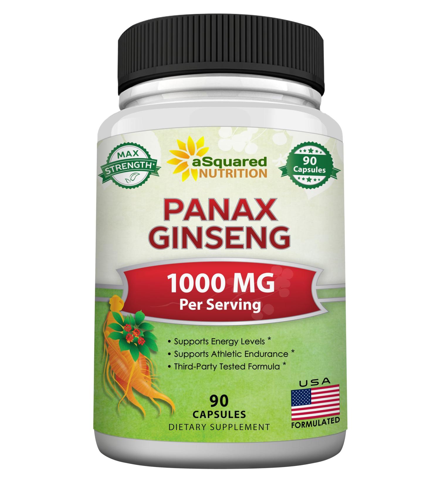 aSquared Nutrition Natural Korean Panax Ginseng (1000mg Max Strength)-90 Capsules Root Extract Complex (Red & White) High Dosage Ginsenosides in Seeds Asian Powder Supplement Tablet Pills for Energy - Buy Online on GoSupps.com