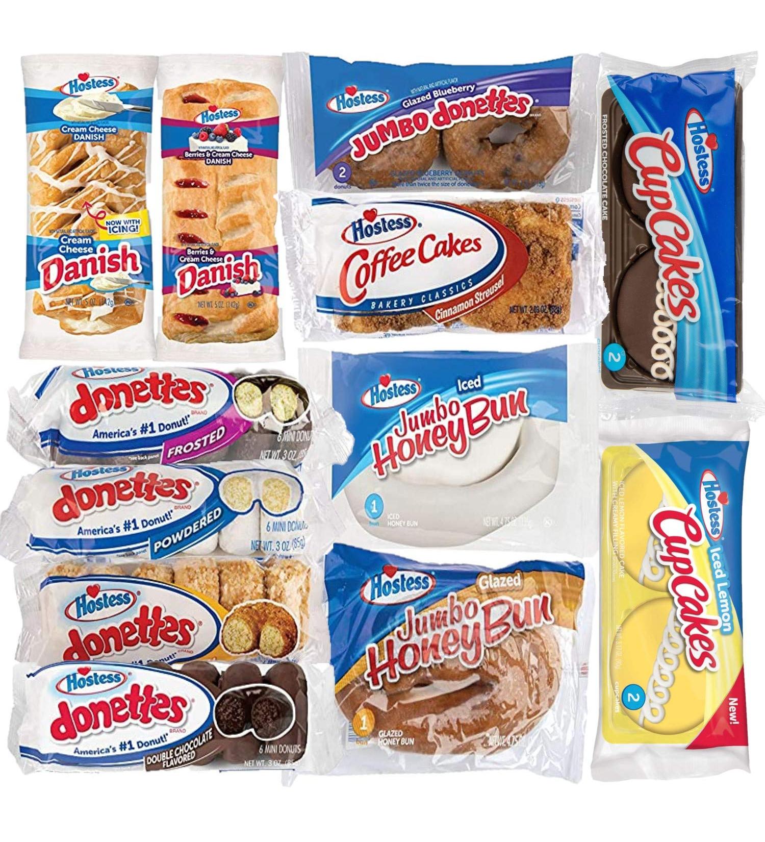 Hostess Variety Pack  Honey Buns Coffee Cake Donettes Cakes and Danish  12 Packs - Buy Online on GoSupps.com