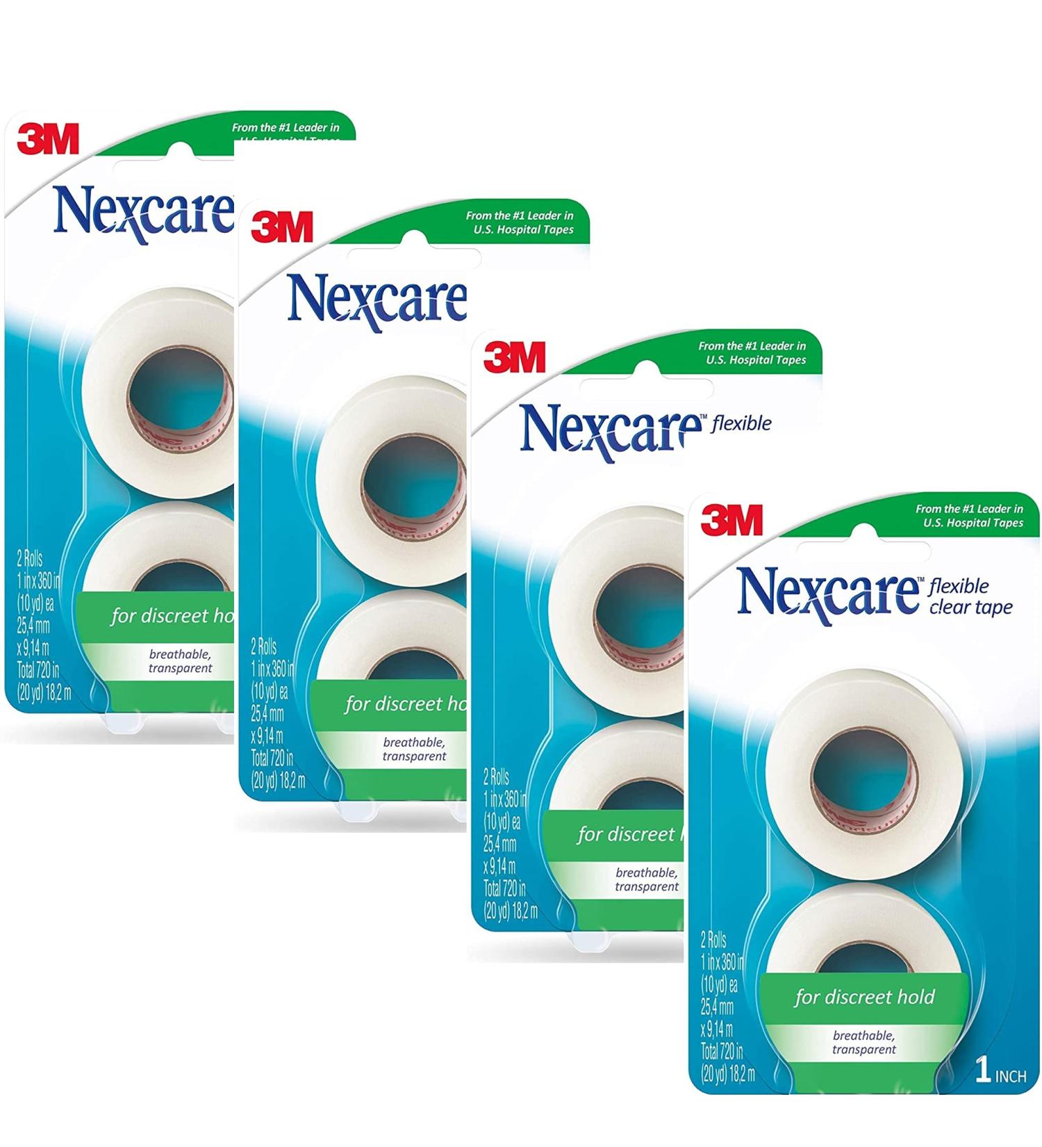 Nexcare Flexible Clear Tape Value Pack - 1 Inch X 10 Yards, Pack of 4 (80 Yards Total) - Buy Online on GoSupps.com